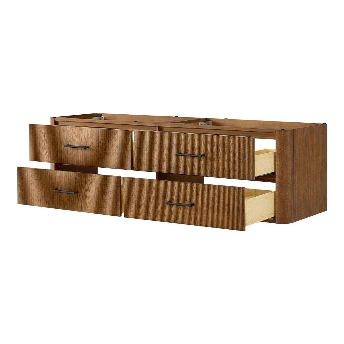72" Francesca Double Wall Mounted Bathroom Vanity Toasted Walnut Matte Black Trim by wyndham View 22