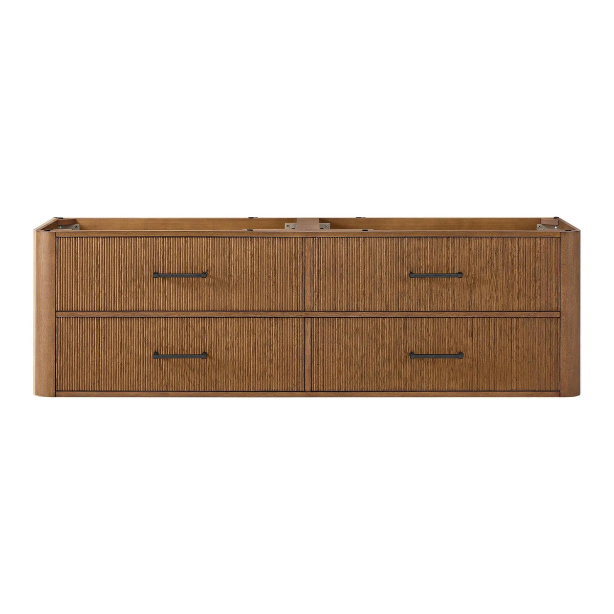 72" Francesca Double Wall Mounted Bathroom Vanity Toasted Walnut Matte Black Trim by wyndham View 21