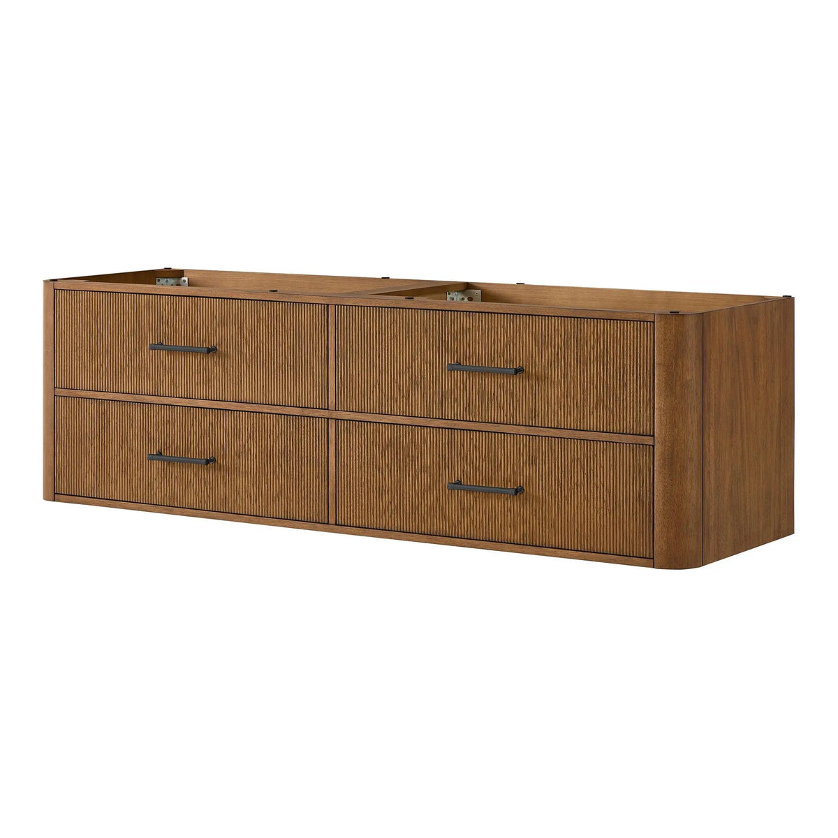 72" Francesca Double Wall Mounted Bathroom Vanity Toasted Walnut Matte Black Trim by wyndham View 24