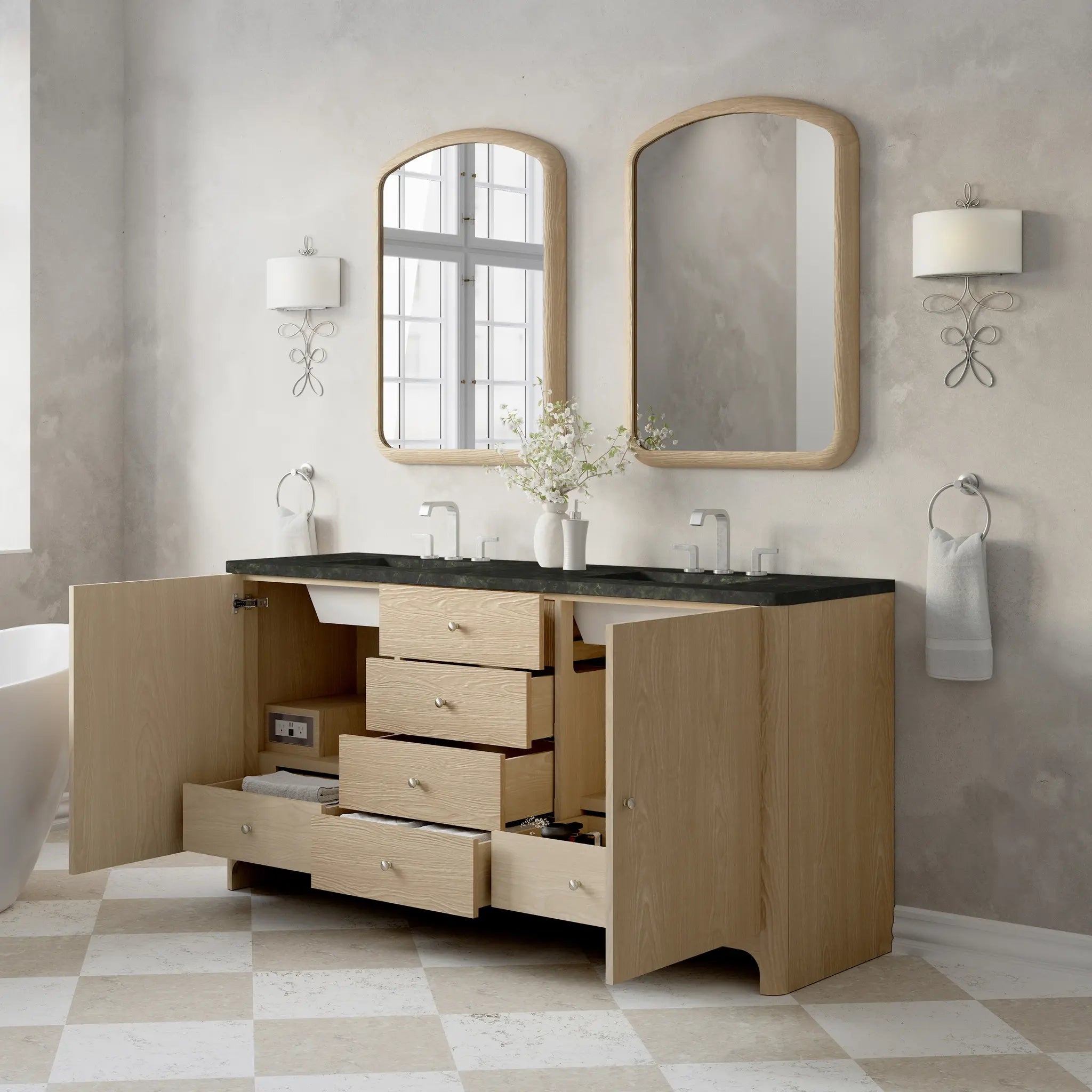 72 Gracyn Double Vanity In Coastal Driftwood Standard Phantome Eclos 8 Widespread 4