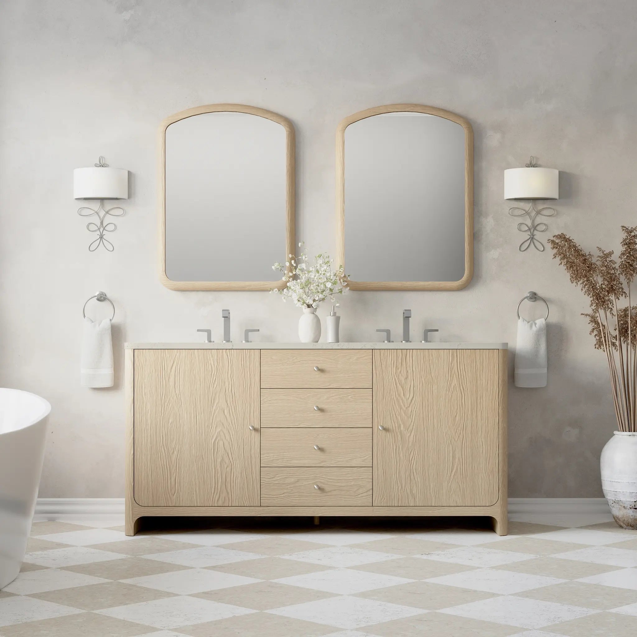 72 Gracyn Double Vanity In Coastal Driftwood Standard Siberian Silestone 8 Widespread 2