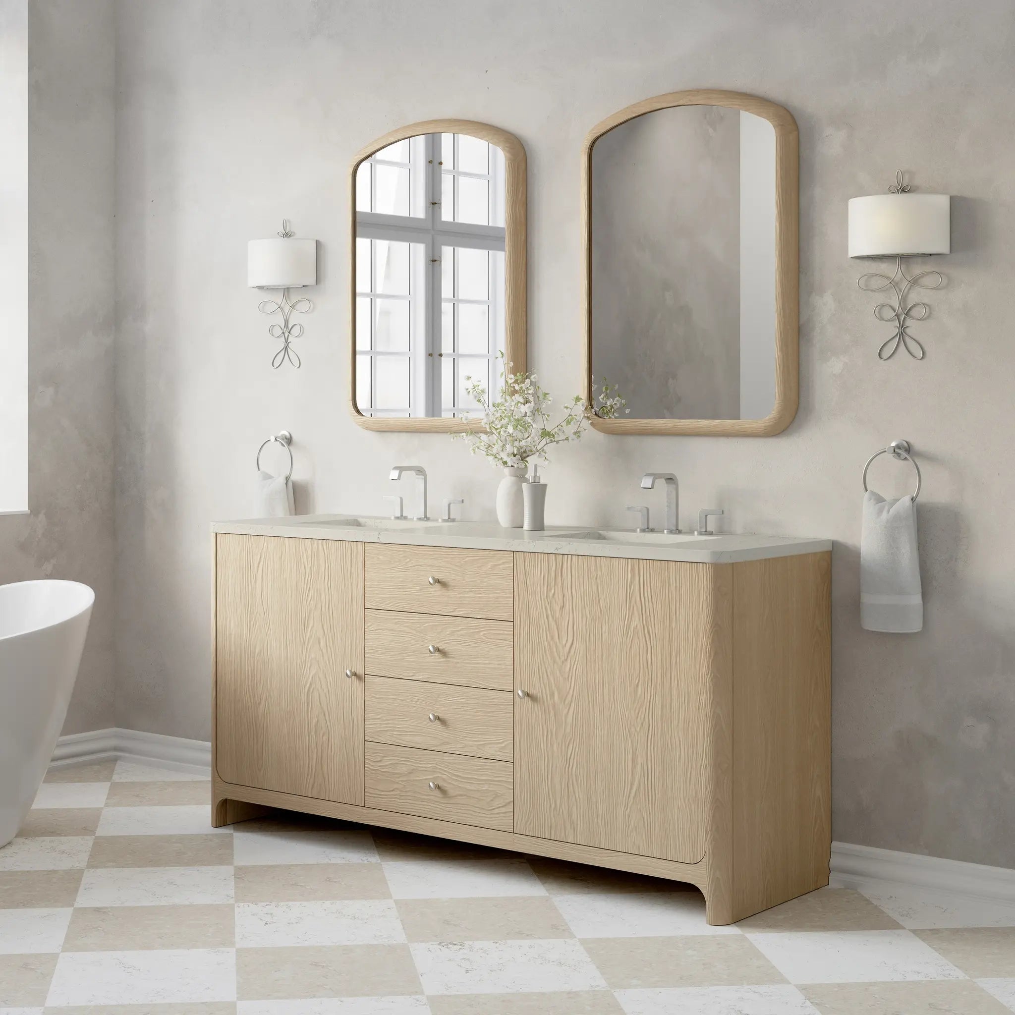72 Gracyn Double Vanity In Coastal Driftwood Standard Siberian Silestone 8 Widespread 3