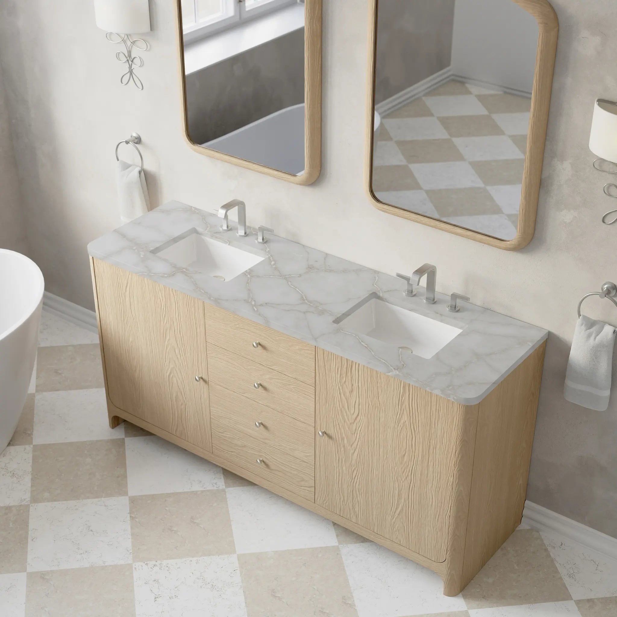72 Gracyn Double Vanity In Coastal Driftwood Standard Victorian Silver Silestone 8 Widespread 6