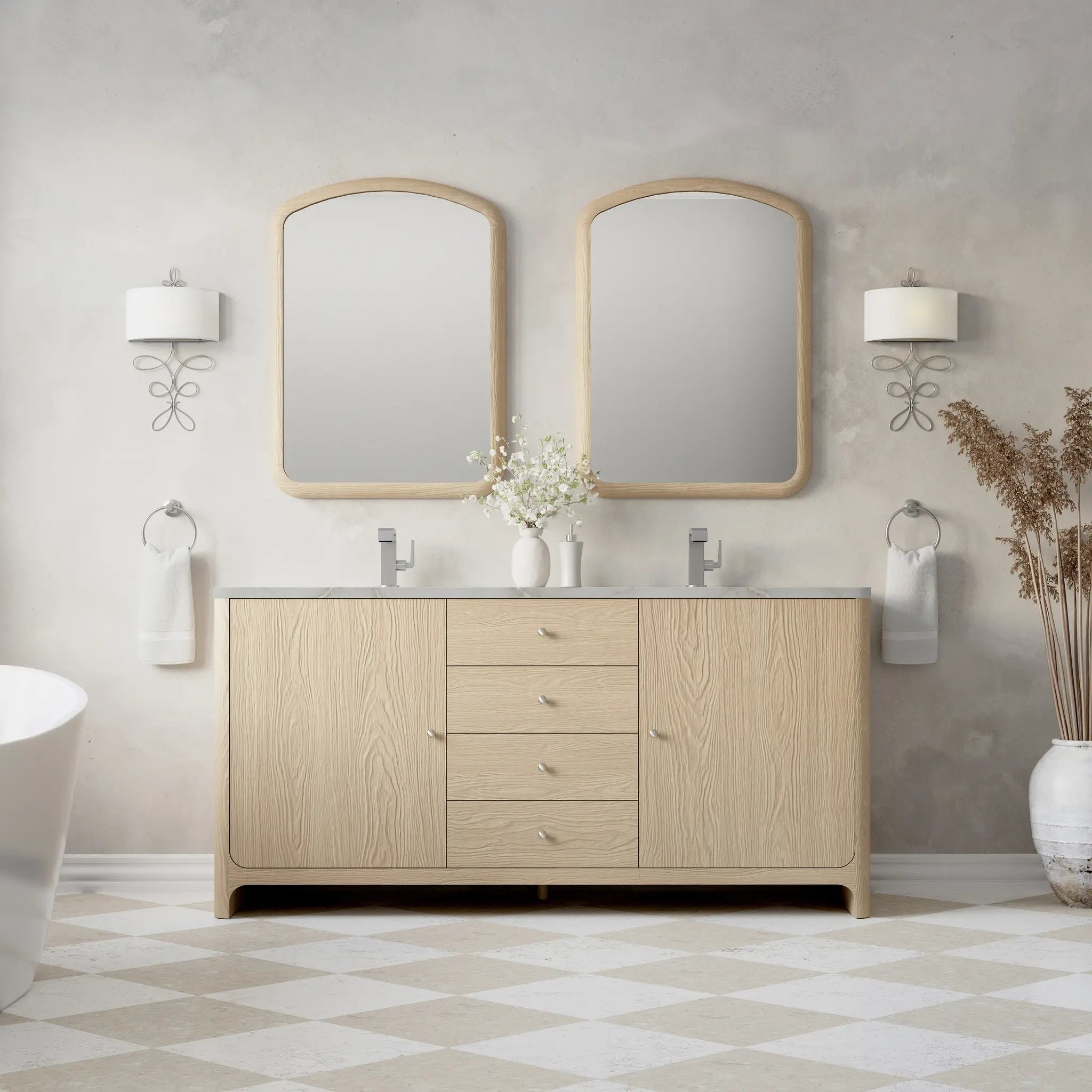 72 Gracyn Double Vanity In Coastal Driftwood Standard Victorian Silver Silestone Single Hole 3