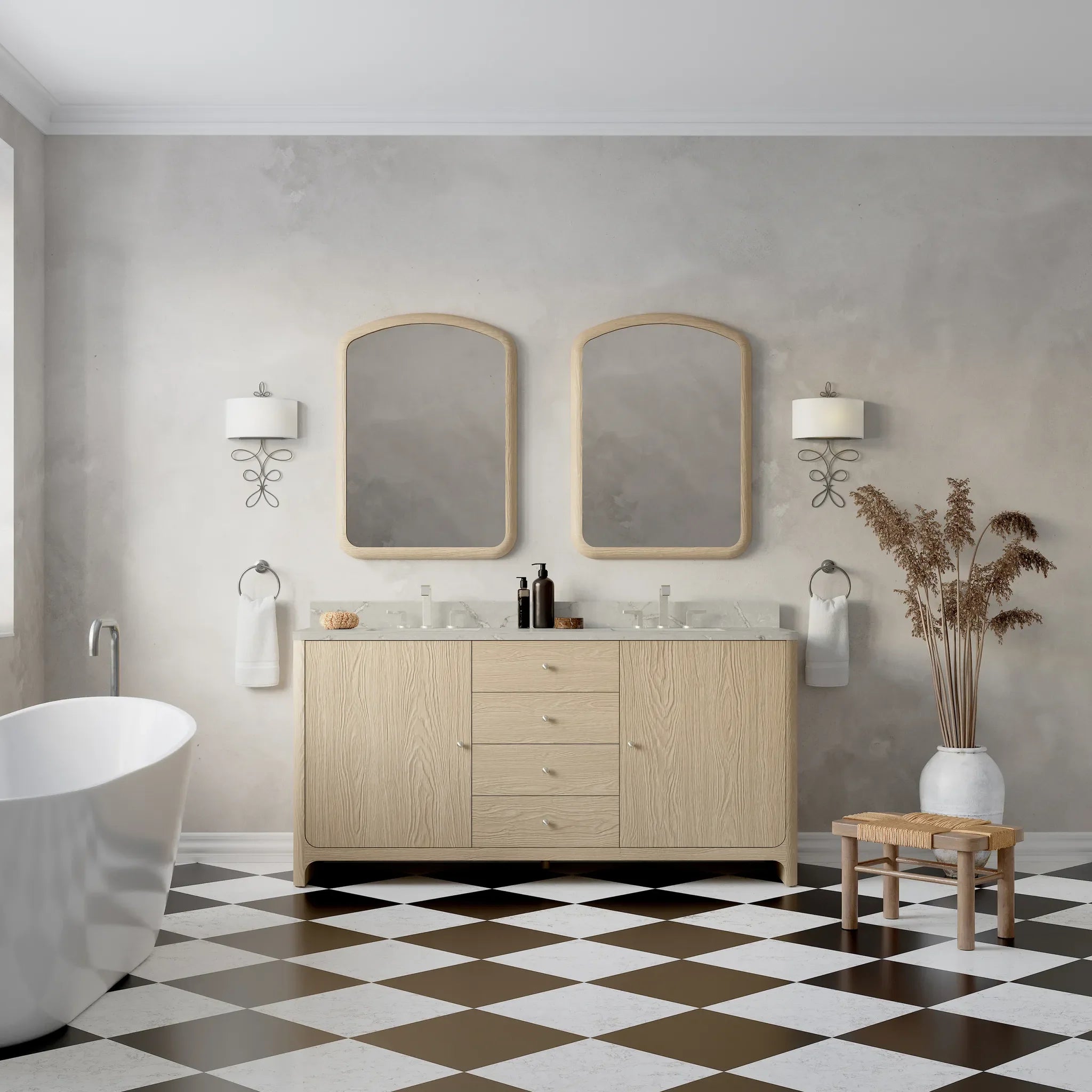 72" Gracyn Double Vanity in Coastal Driftwood-Victorian Silver Silestone-8" Widespread image 1