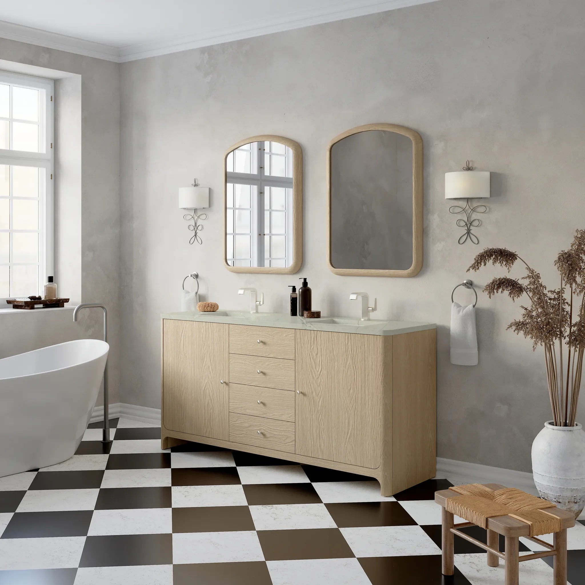 72" Gracyn Double Vanity in Coastal Driftwood-Victorian Silver Silestone-Single Hole image 3