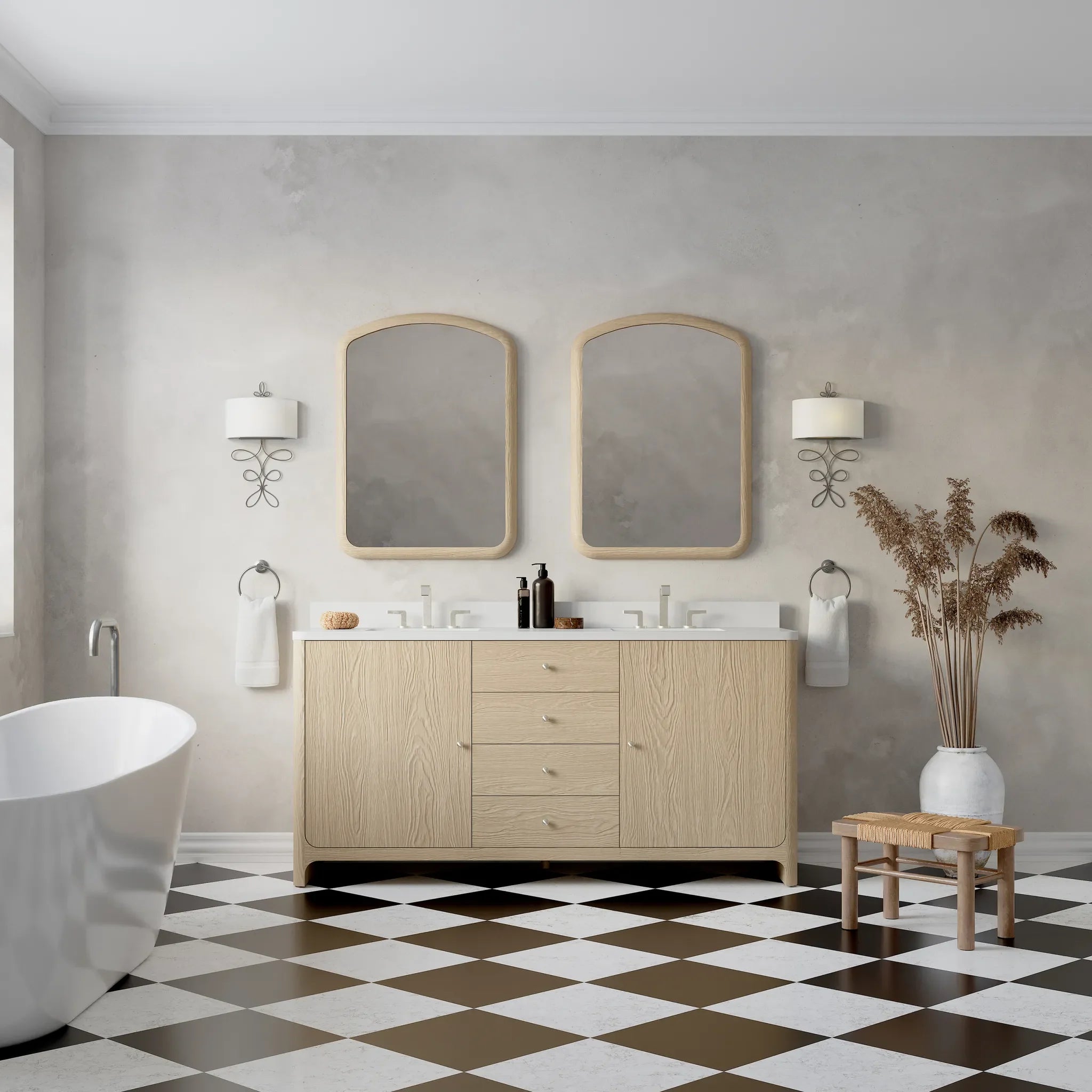 72" Gracyn Double Vanity in Coastal Driftwood-White Zeus Silestone-8" Widespread image 1