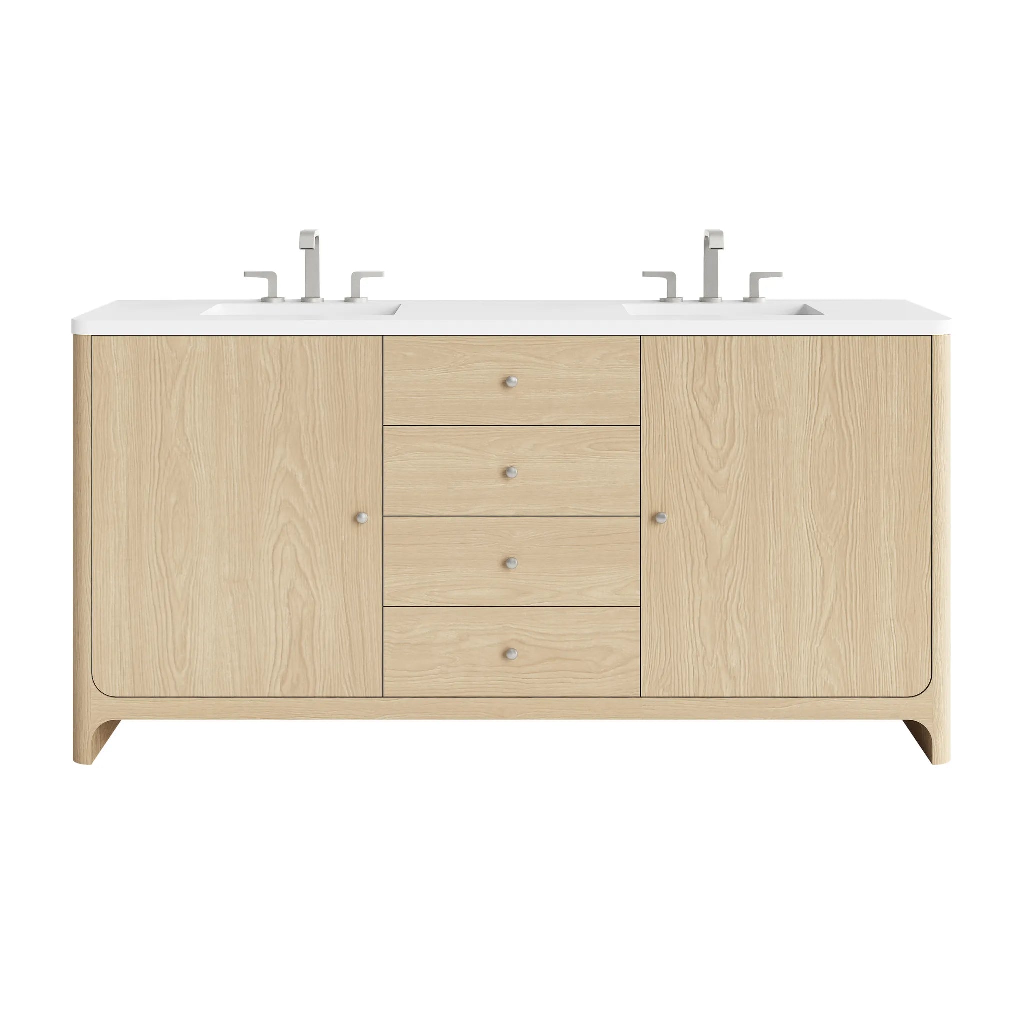 72" Gracyn Double Vanity in Coastal Driftwood-White Zeus Silestone-8" Widespread image