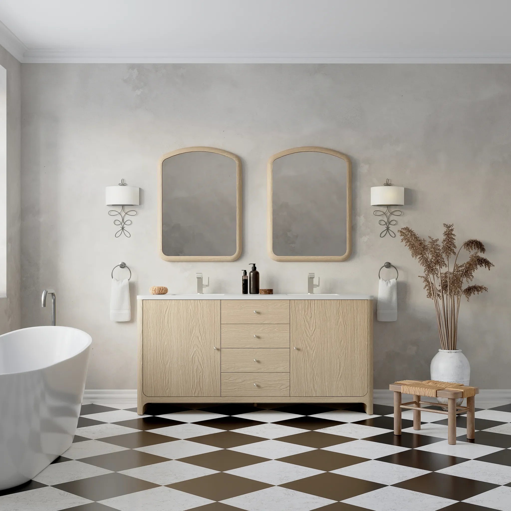 72" Gracyn Double Vanity in Coastal Driftwood-White Zeus Silestone-Single Hole image 2