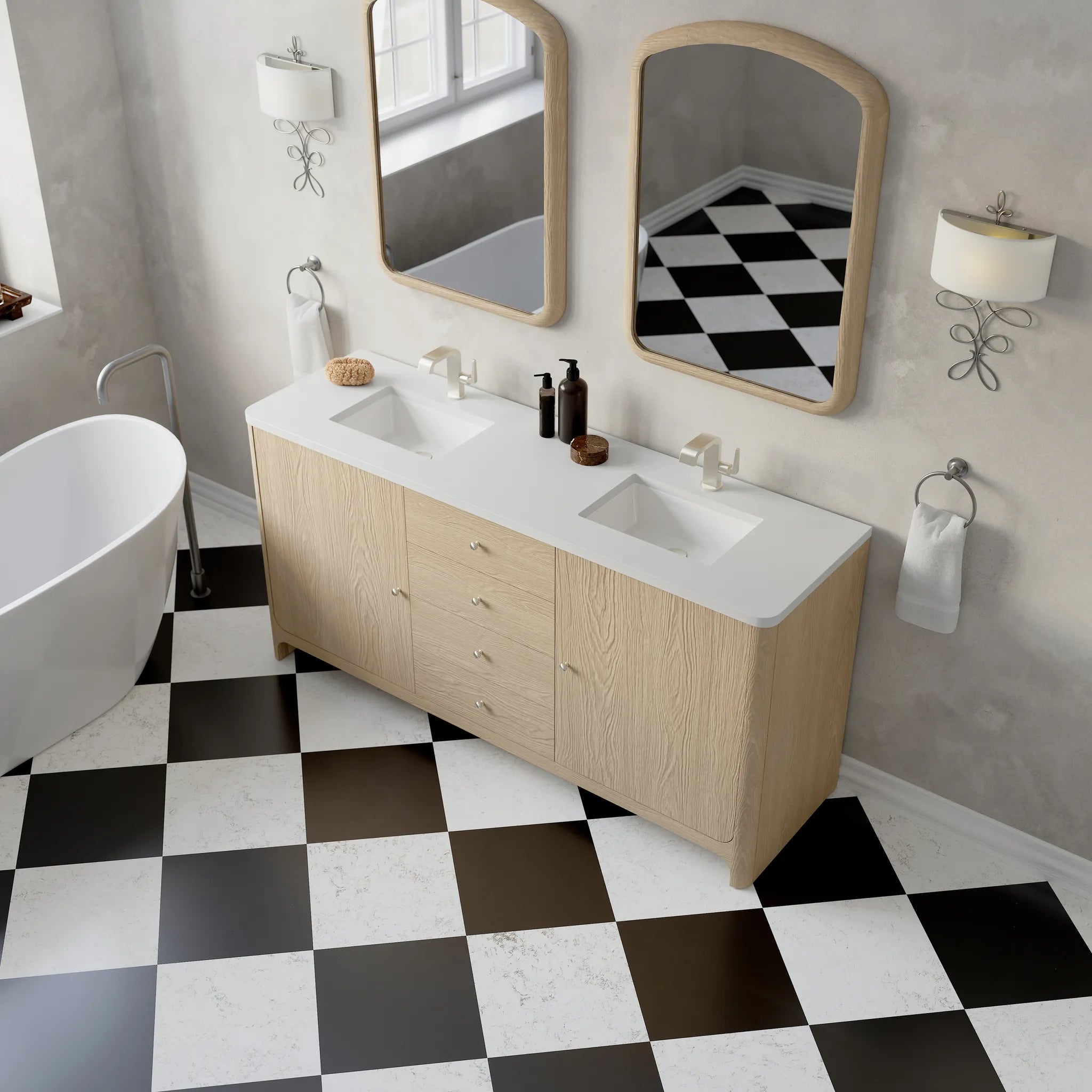 72" Gracyn Double Vanity in Coastal Driftwood-White Zeus Silestone-Single Hole image 6