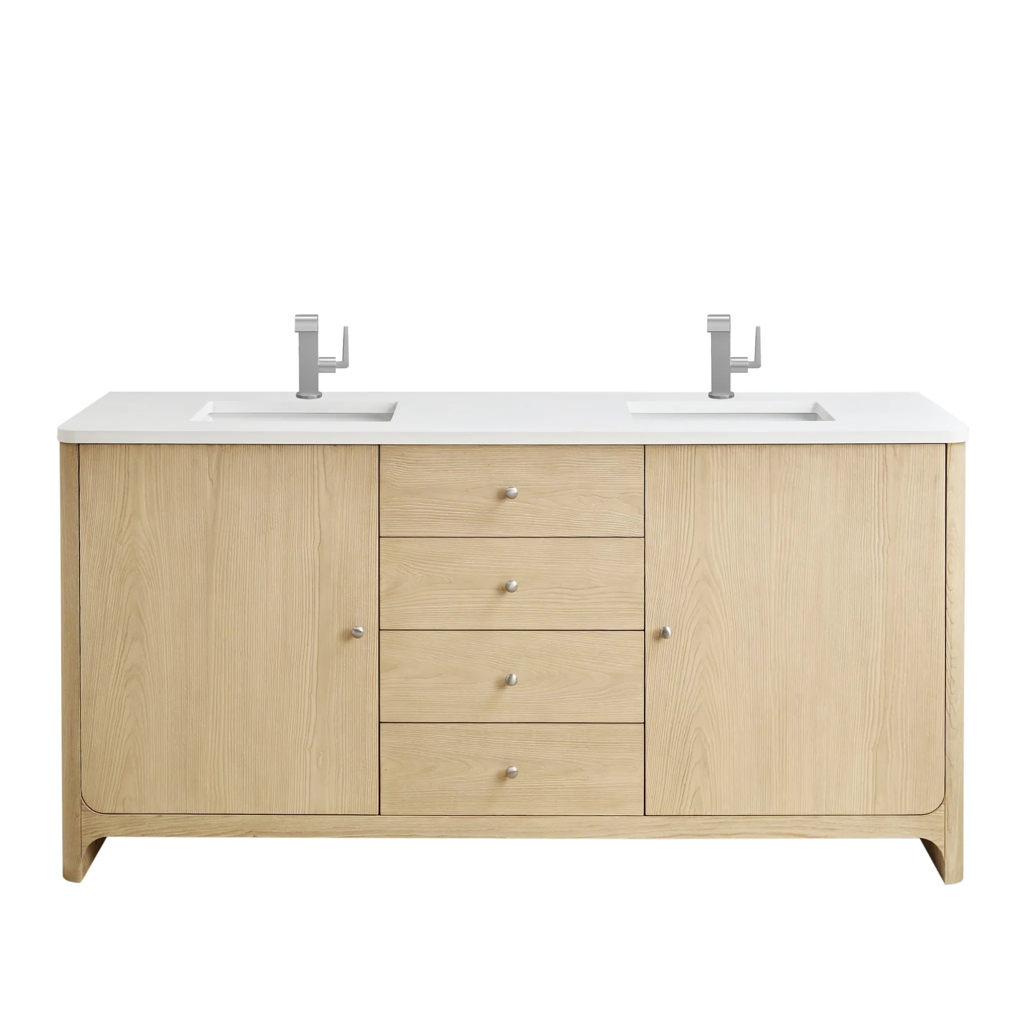 72" Gracyn Double Vanity in Coastal Driftwood-White Zeus Silestone-Single Hole image