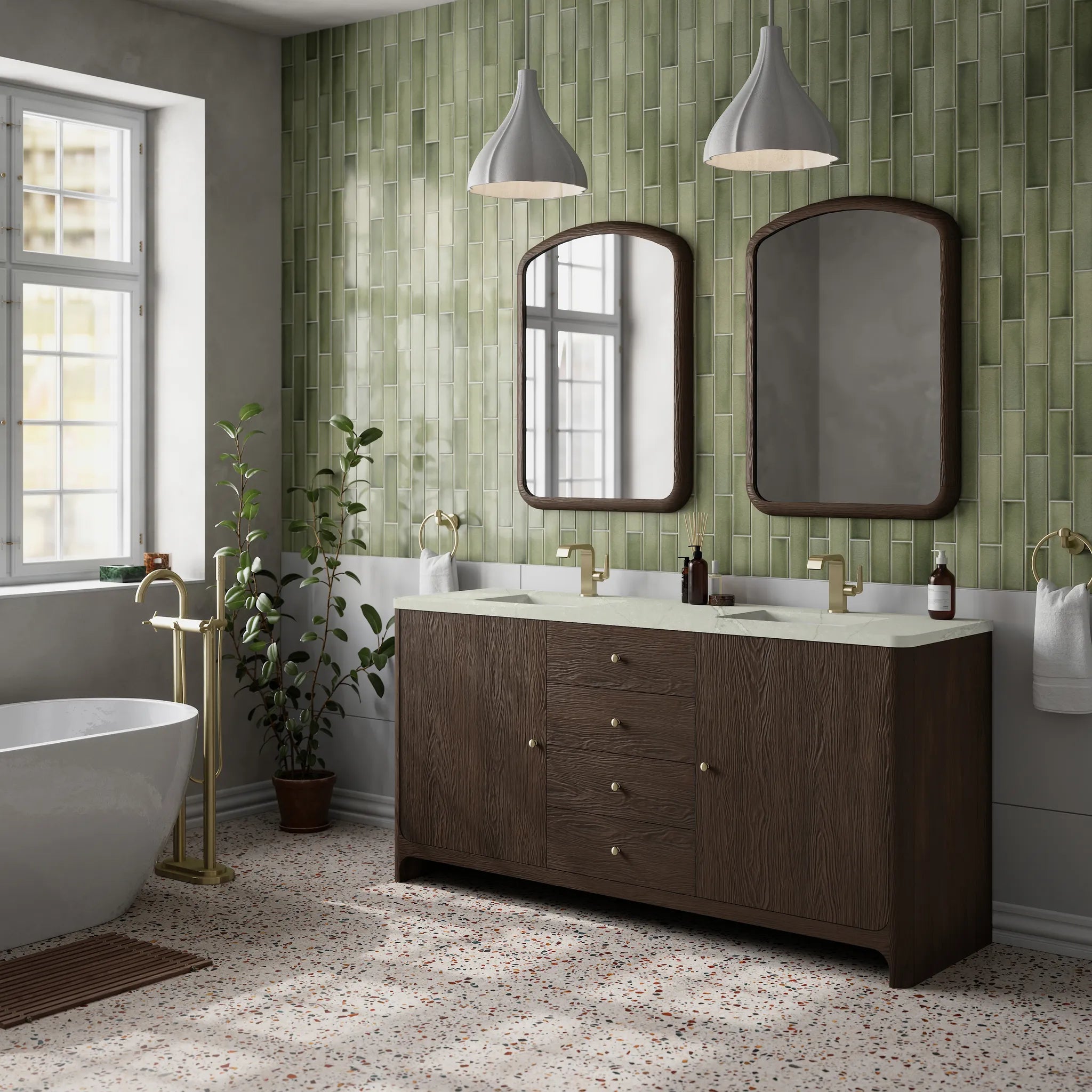 72" Gracyn Double Vanity in Sable-Victorian Silver Silestone-Single Hole image 3