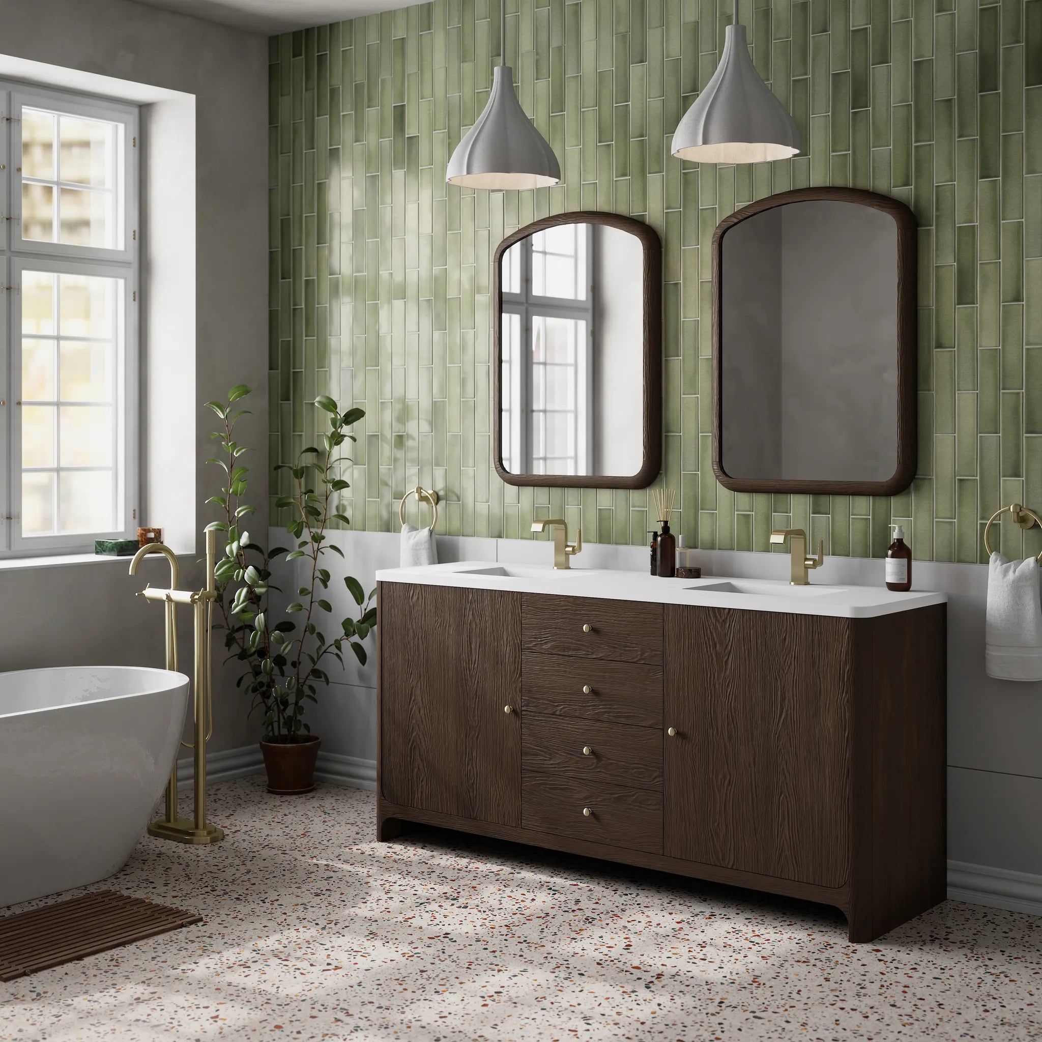 72" Gracyn Double Vanity in Sable-White Zeus Silestone-Single Hole image 3
