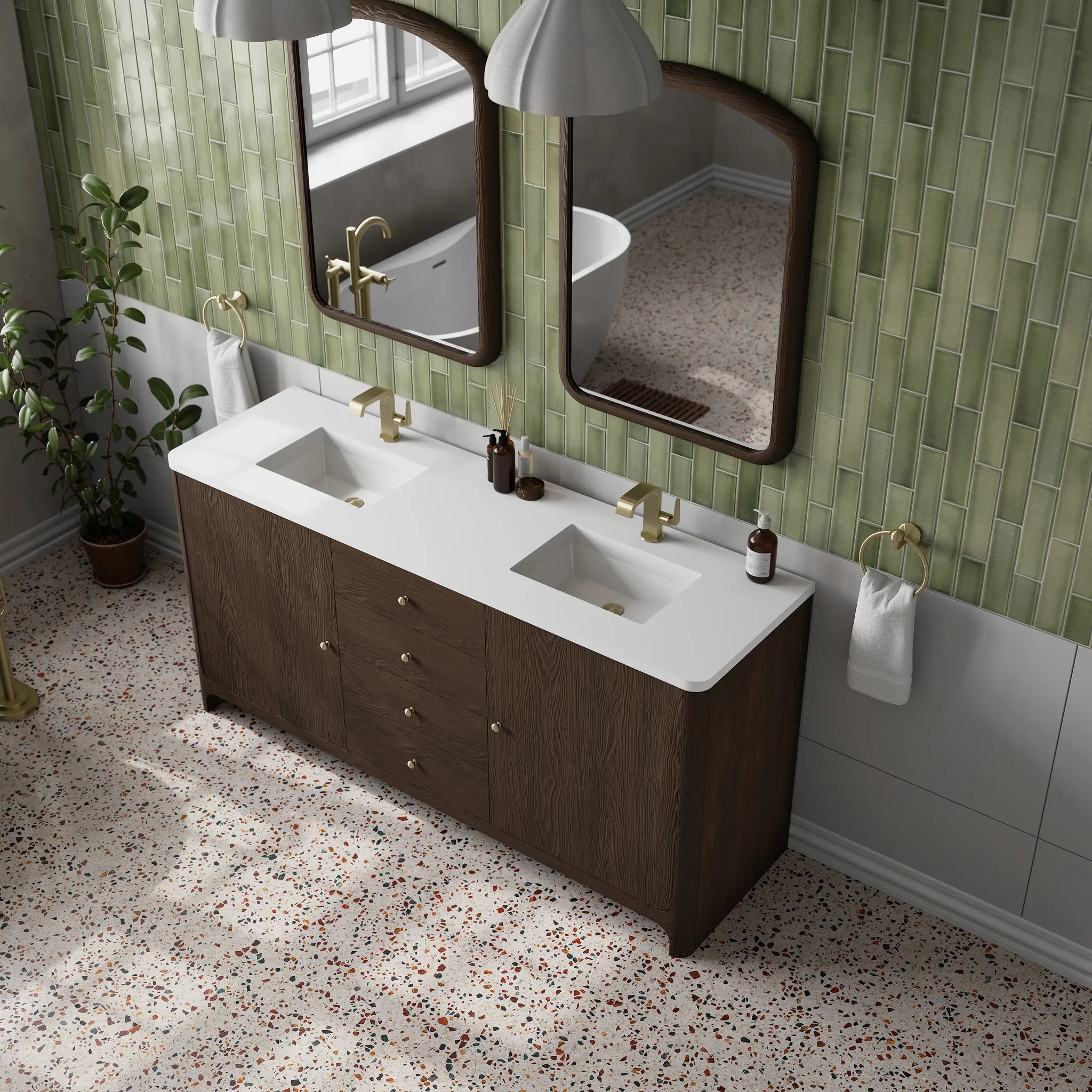 72" Gracyn Double Vanity in Sable-White Zeus Silestone-Single Hole image 6