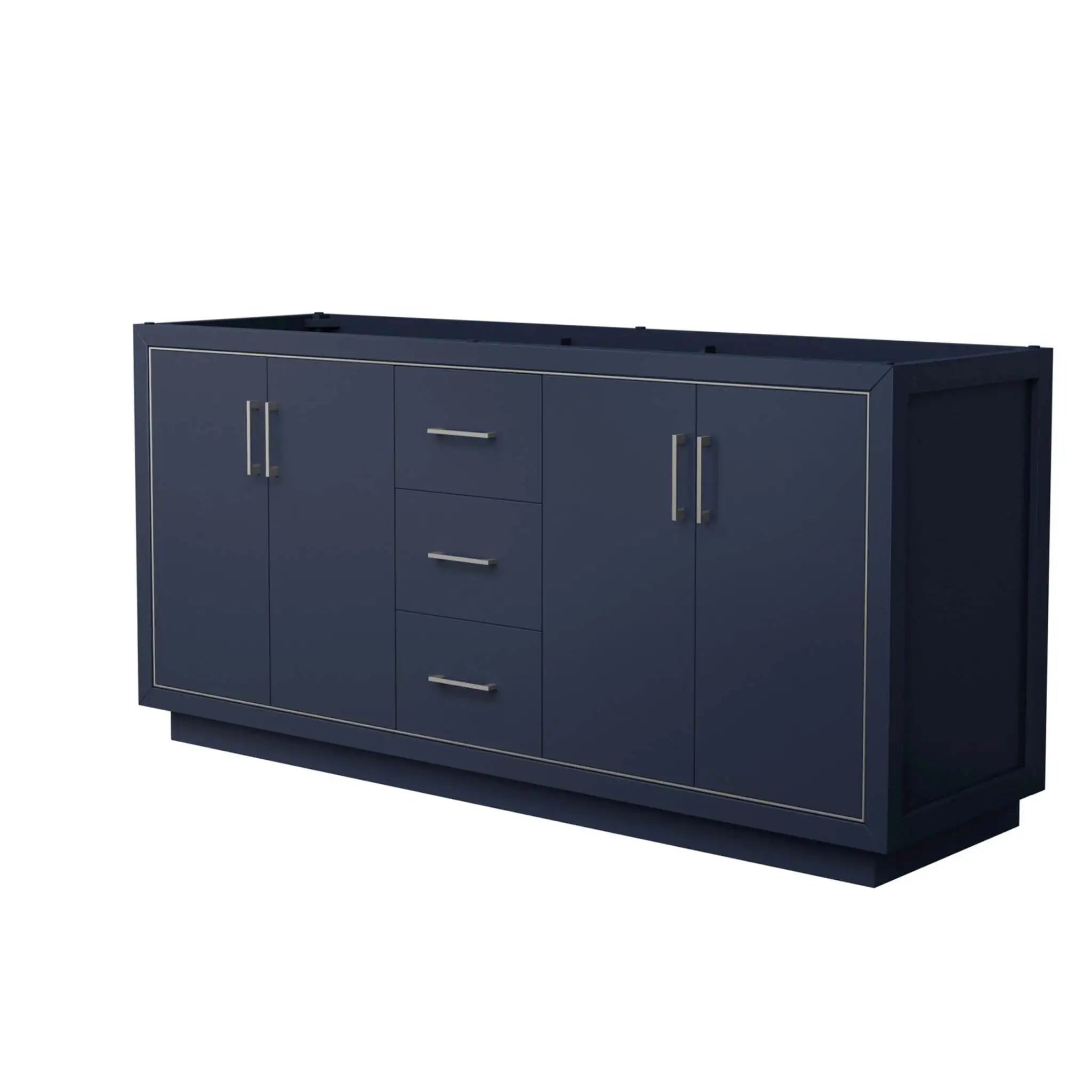72" Icon Double Bathroom Vanity in Dark Blue with Brushed Nickel Trim by Wyndham
