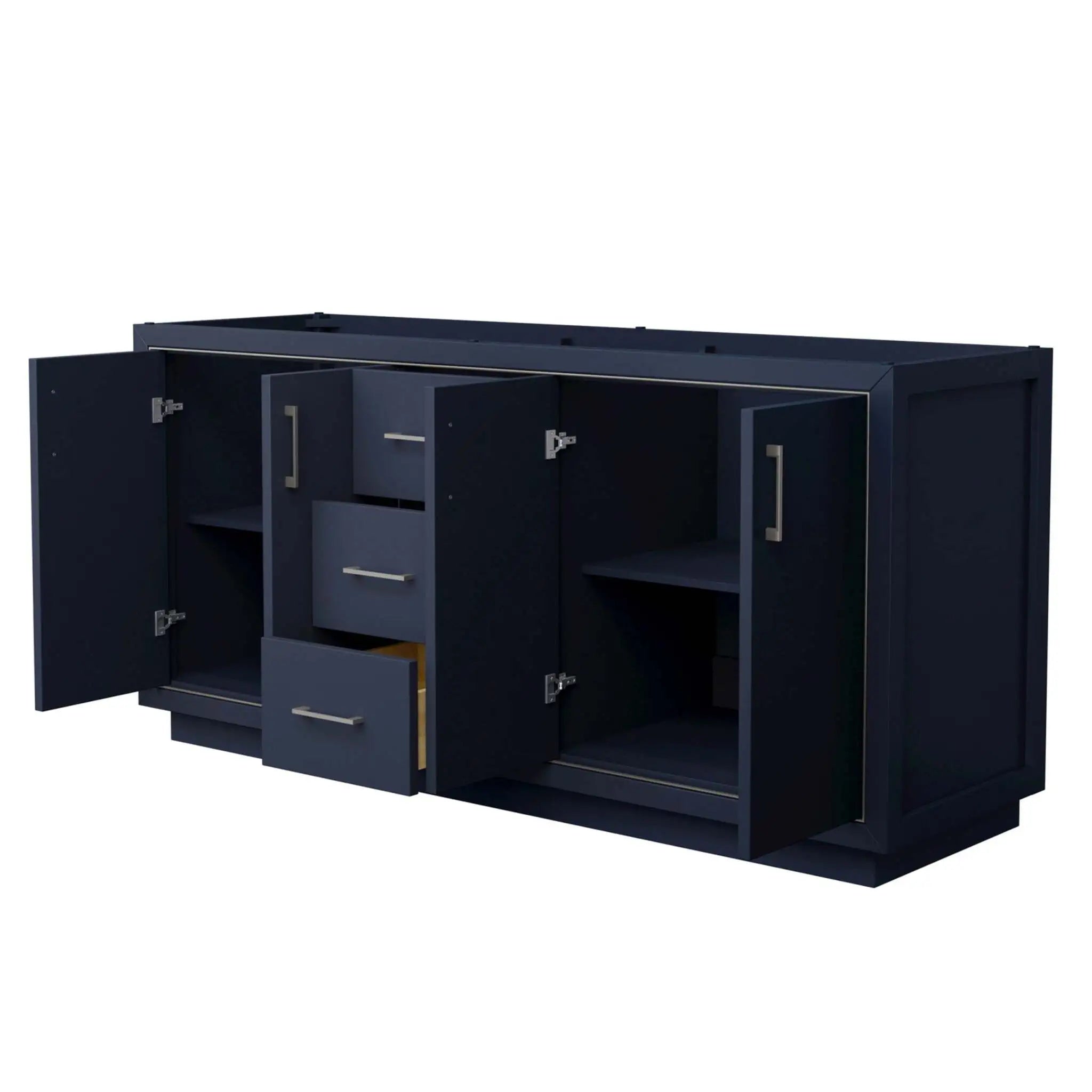 72" Icon Double Bathroom Vanity in Dark Blue with Brushed Nickel Trim by Wyndham