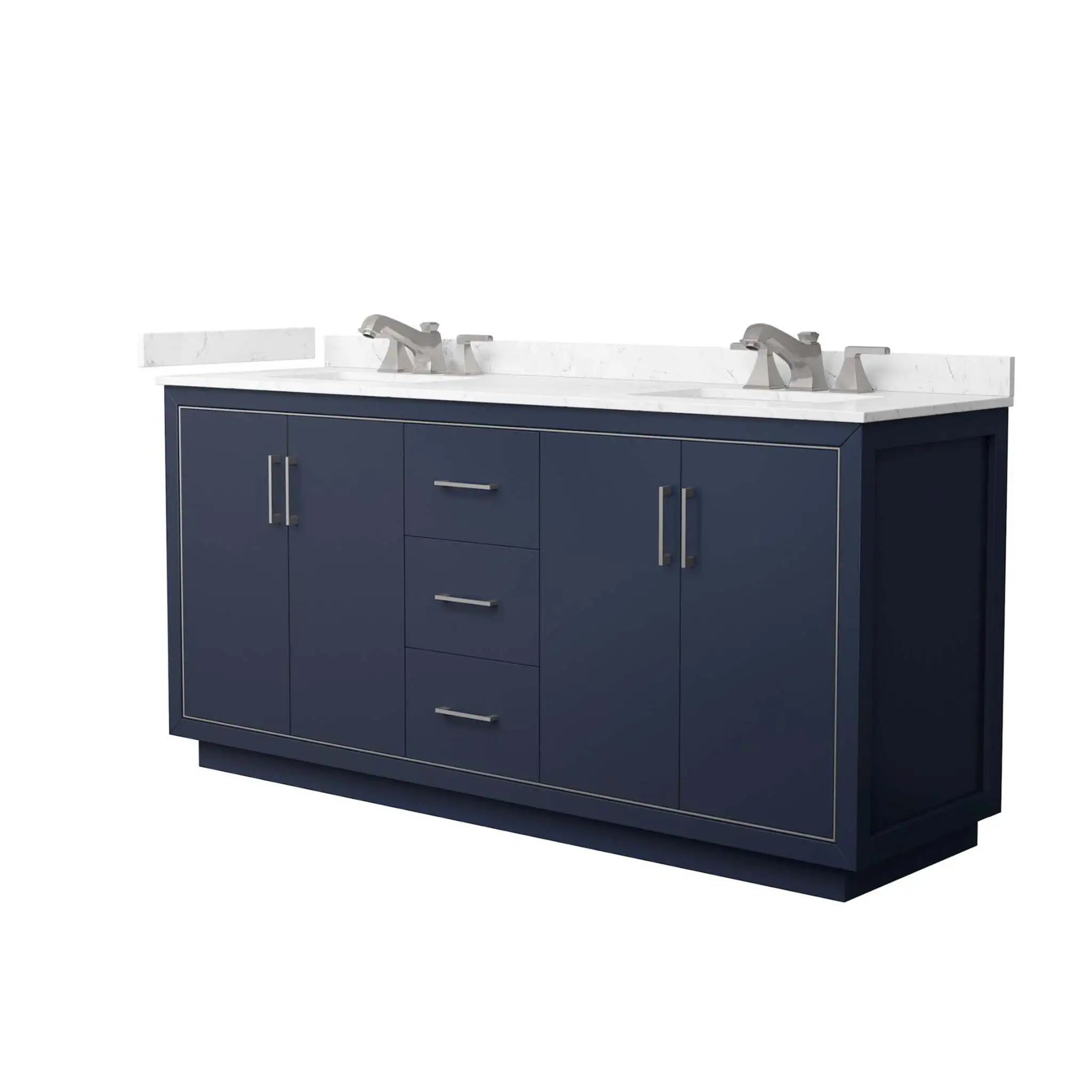 72" Icon Double Bathroom Vanity in Dark Blue with Brushed Nickel Trim by Wyndham