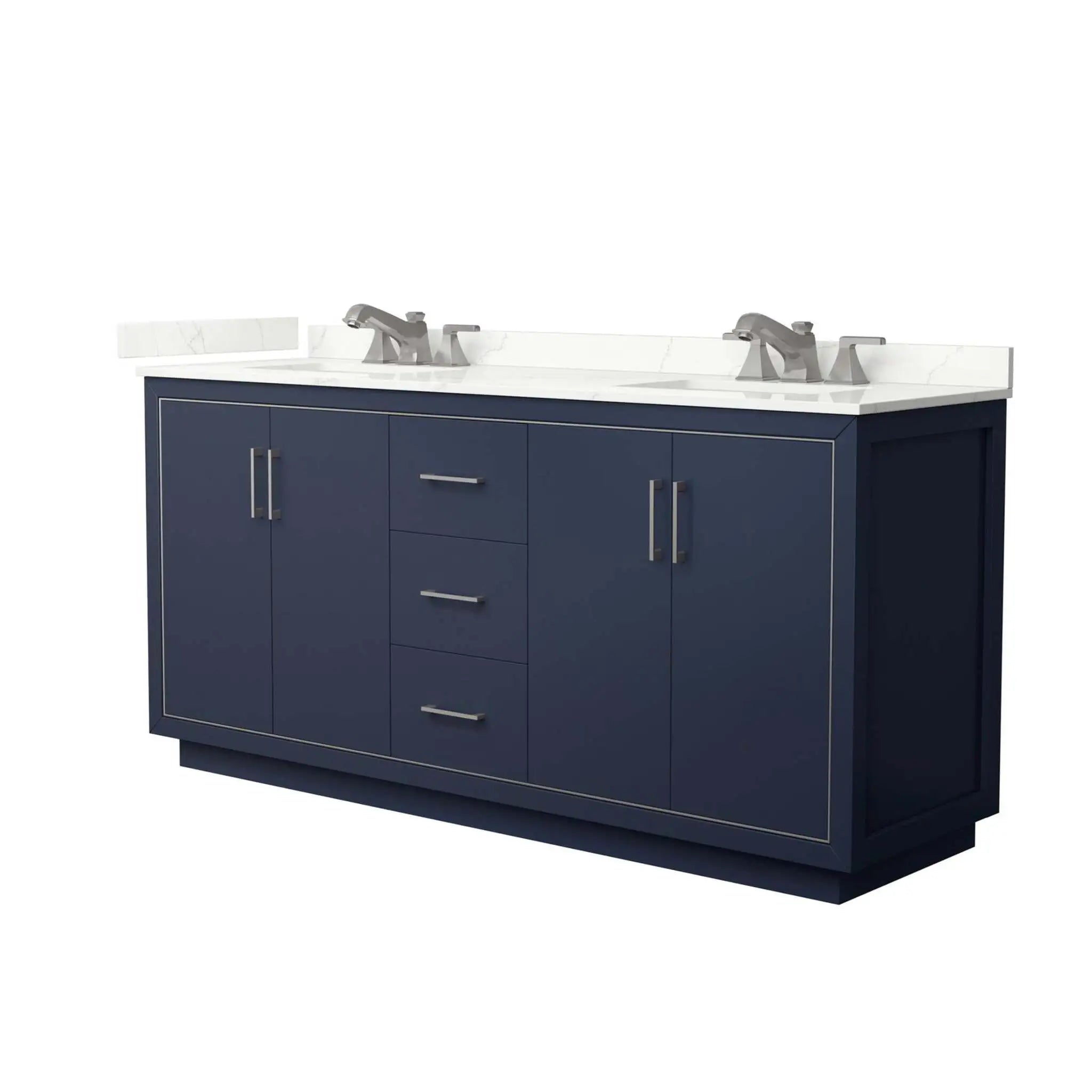 72" Icon Double Bathroom Vanity in Dark Blue with Brushed Nickel Trim by Wyndham