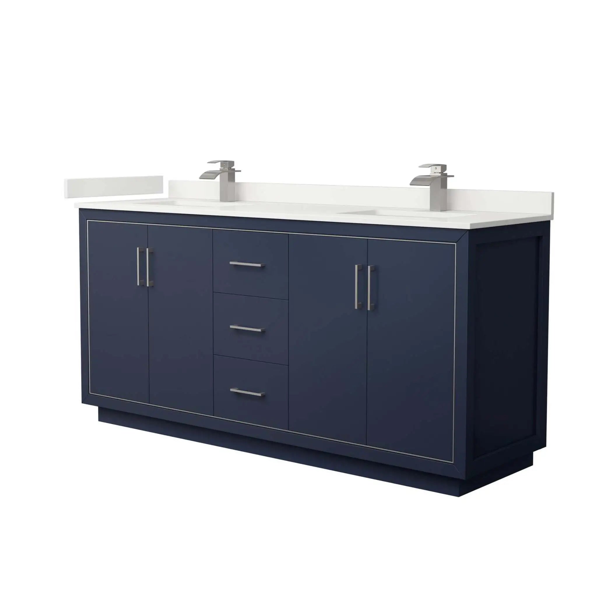 72" Icon Double Bathroom Vanity in Dark Blue with Brushed Nickel Trim by Wyndham