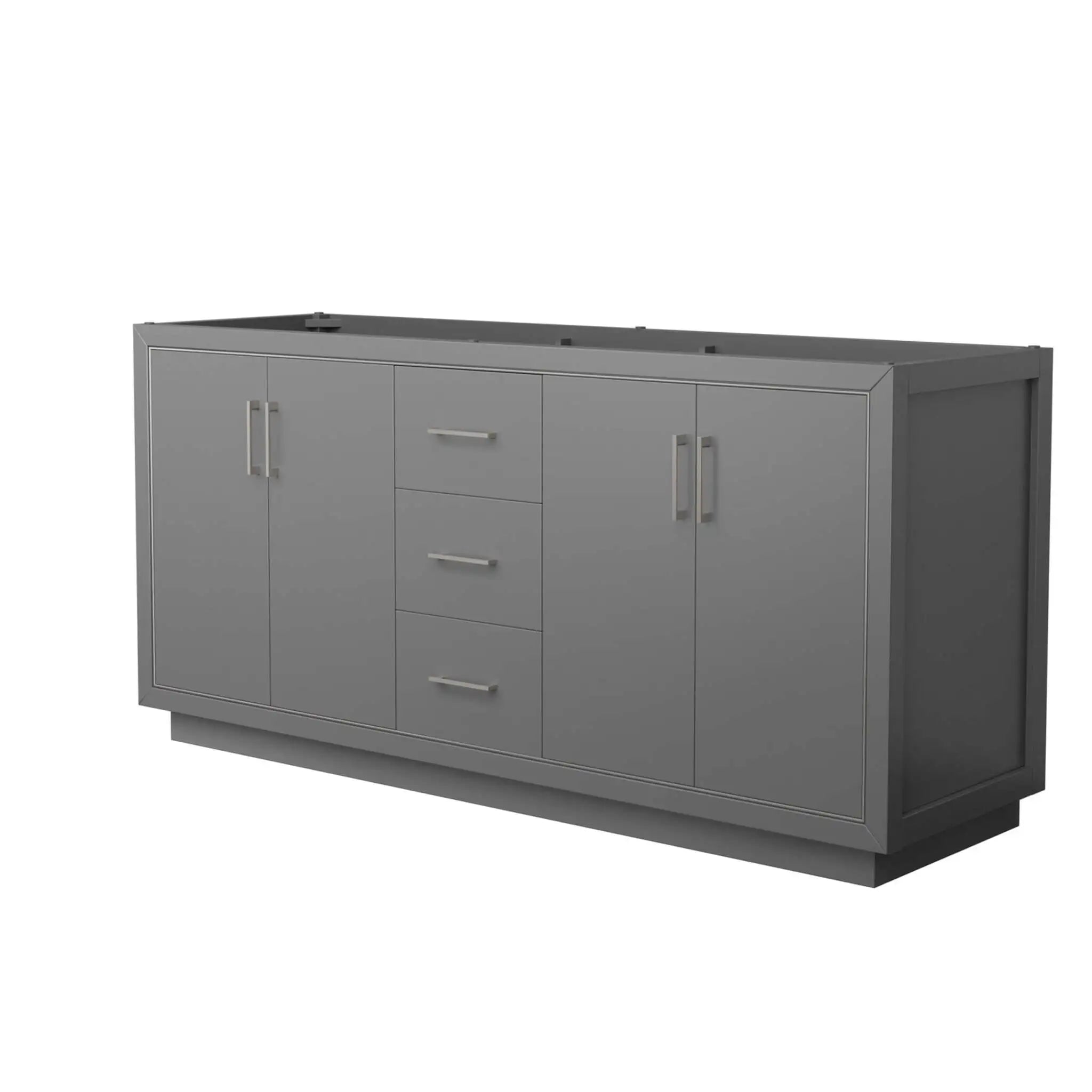72" Icon Double Bathroom Vanity in Dark Gray with Brushed Nickel Trim by Wyndham