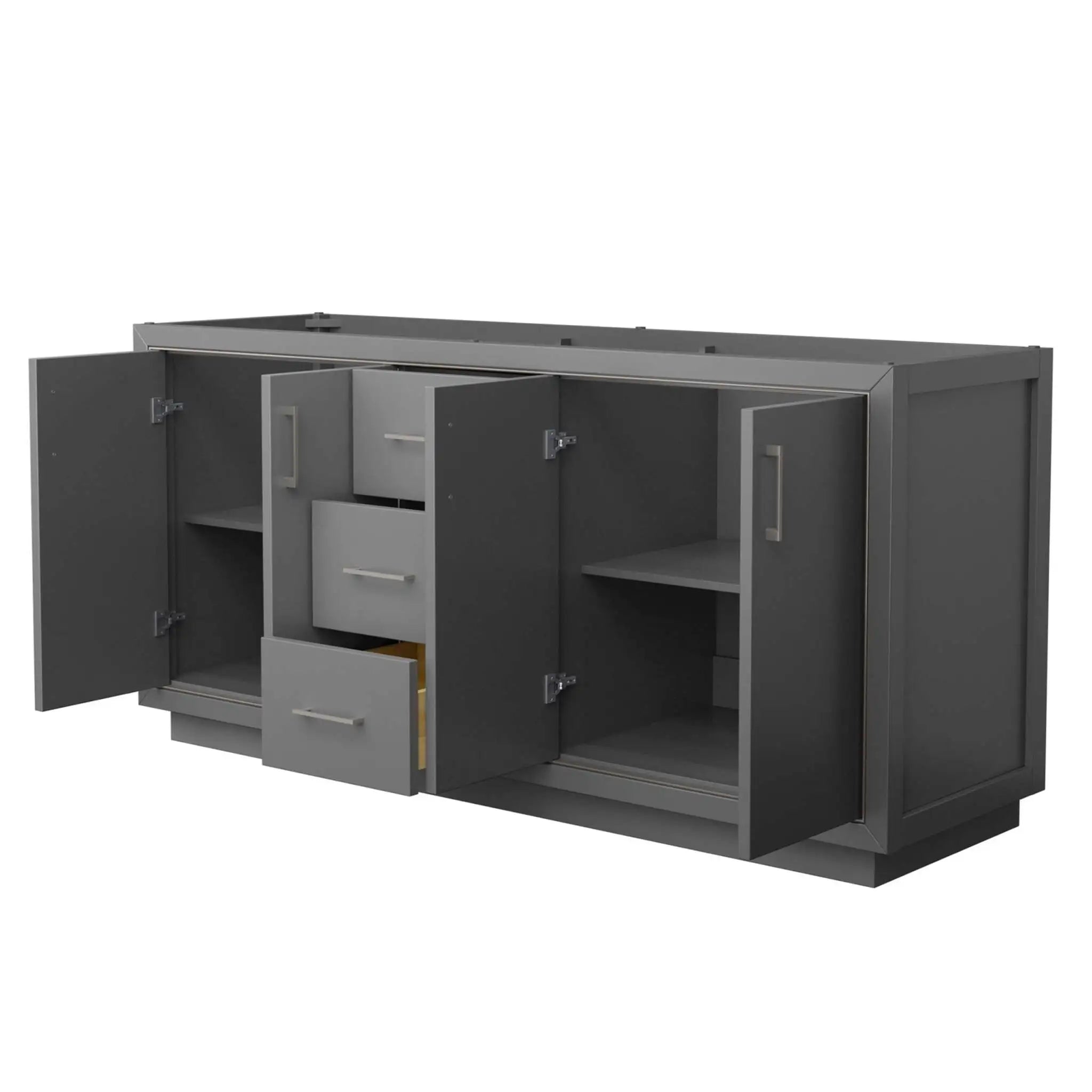 72" Icon Double Bathroom Vanity in Dark Gray with Brushed Nickel Trim by Wyndham