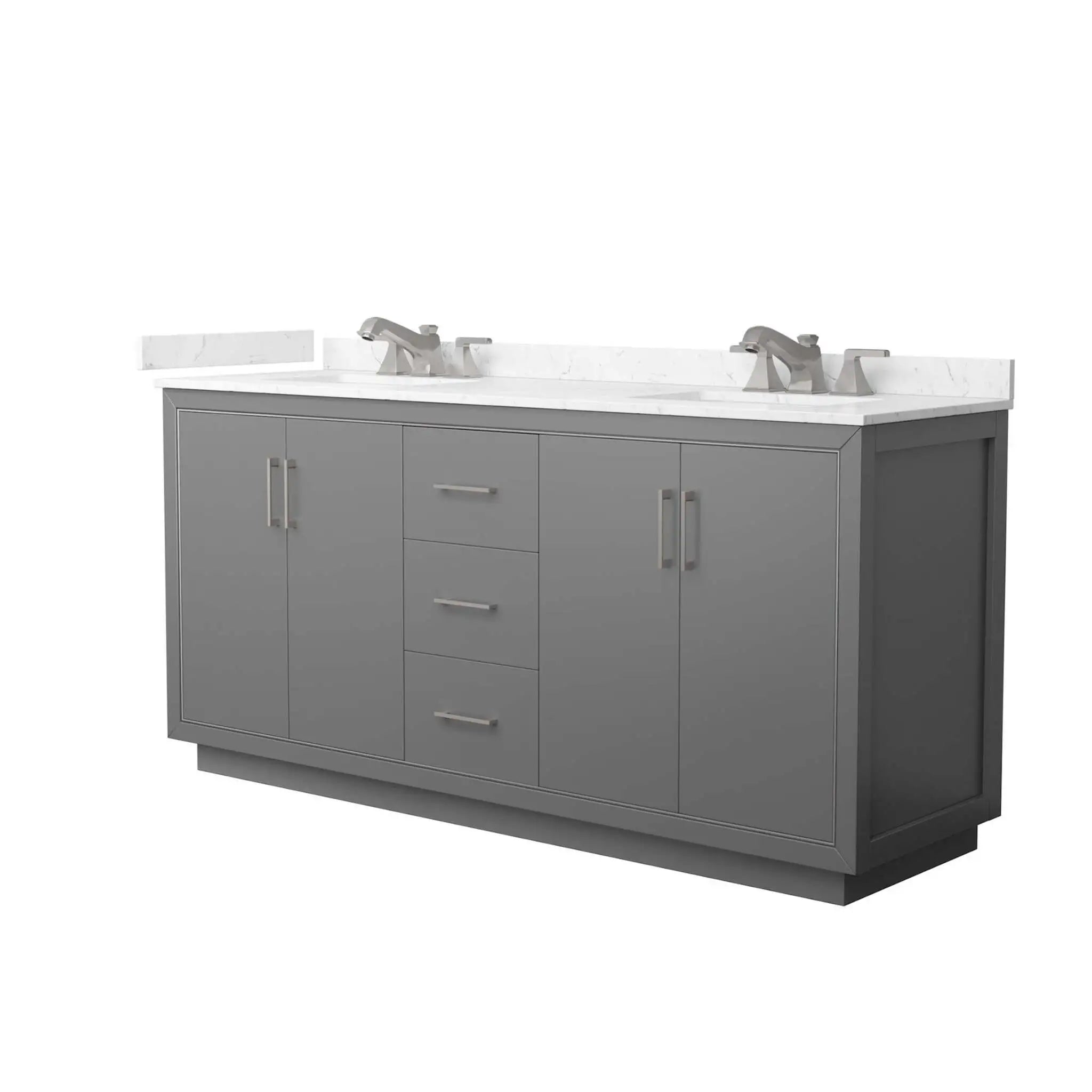 72" Icon Double Bathroom Vanity in Dark Gray with Brushed Nickel Trim by Wyndham