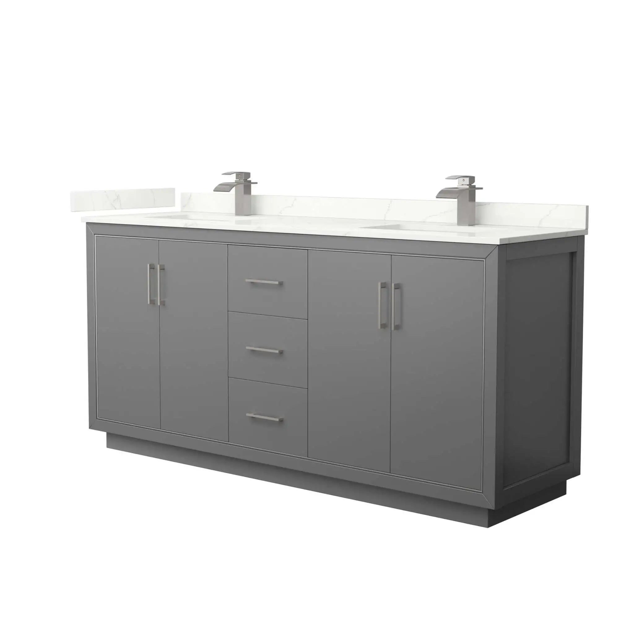 72" Icon Double Bathroom Vanity in Dark Gray with Brushed Nickel Trim by Wyndham