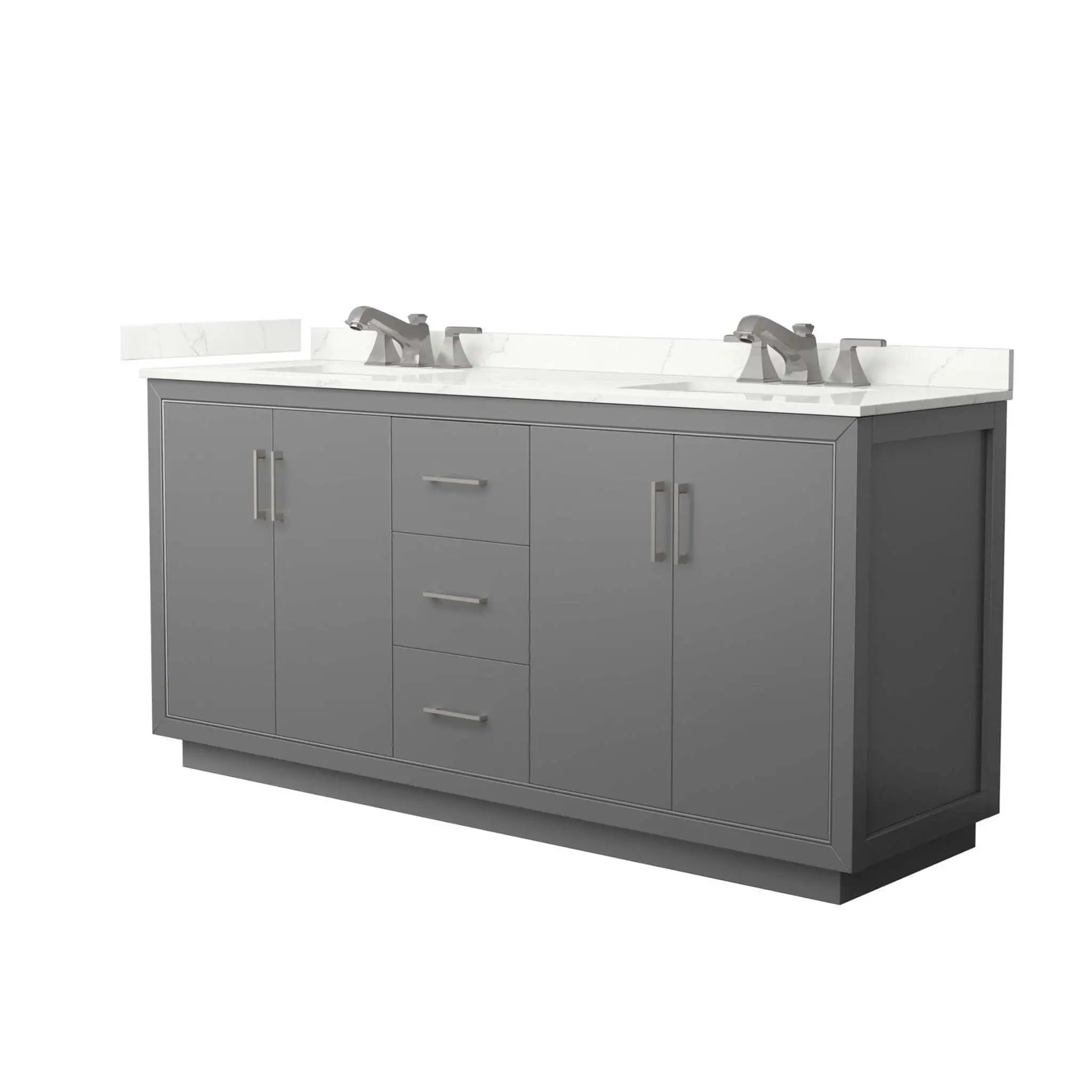 72" Icon Double Bathroom Vanity in Dark Gray with Brushed Nickel Trim by Wyndham