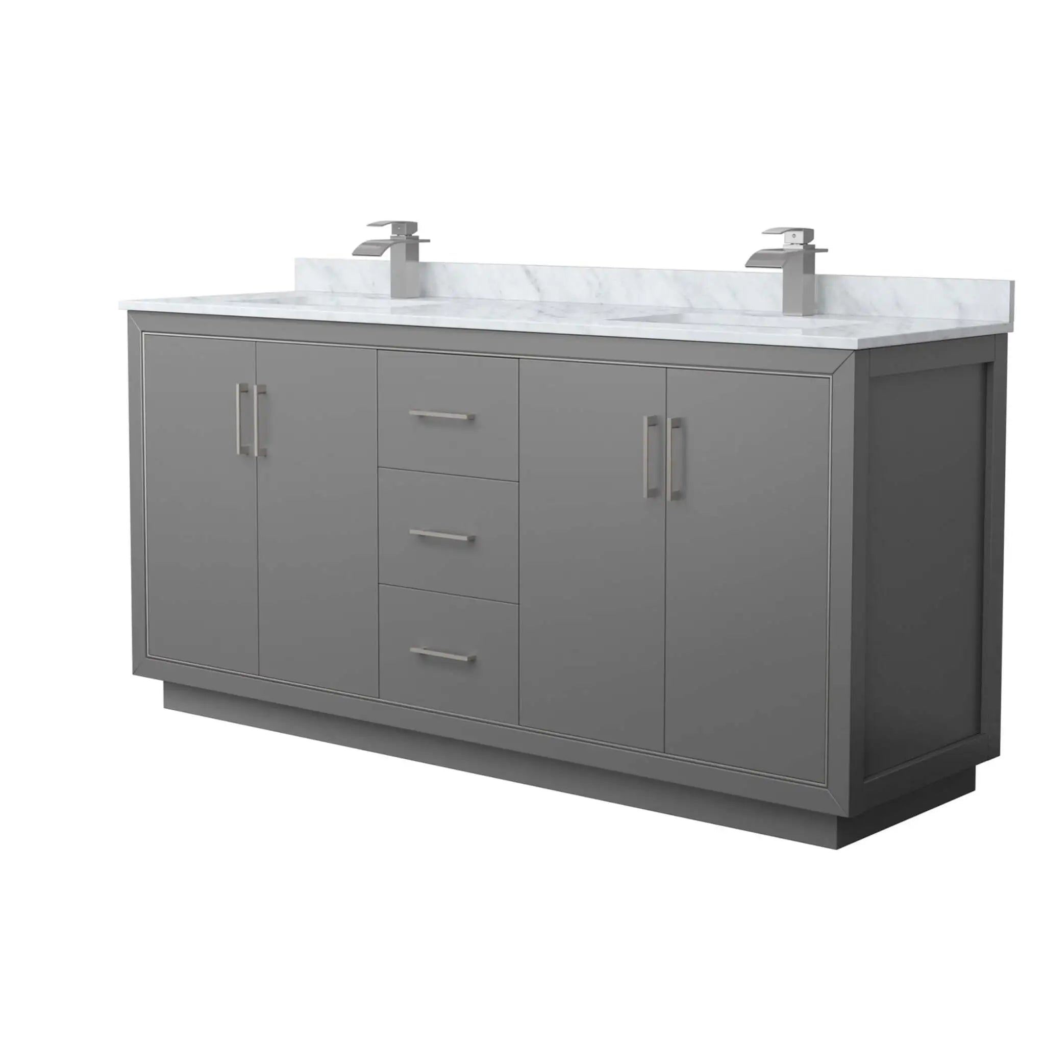 72" Icon Double Bathroom Vanity in Dark Gray with Brushed Nickel Trim by Wyndham