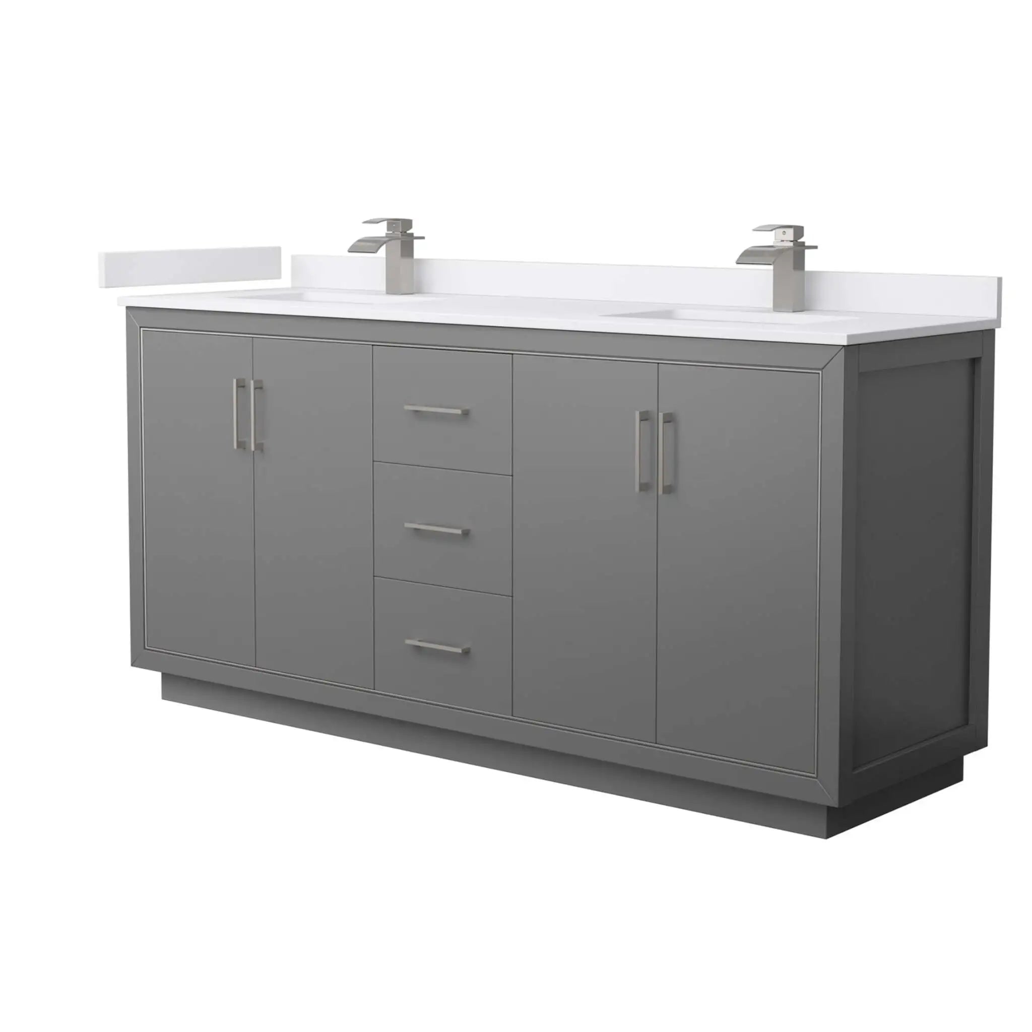 72" Icon Double Bathroom Vanity in Dark Gray with Brushed Nickel Trim by Wyndham