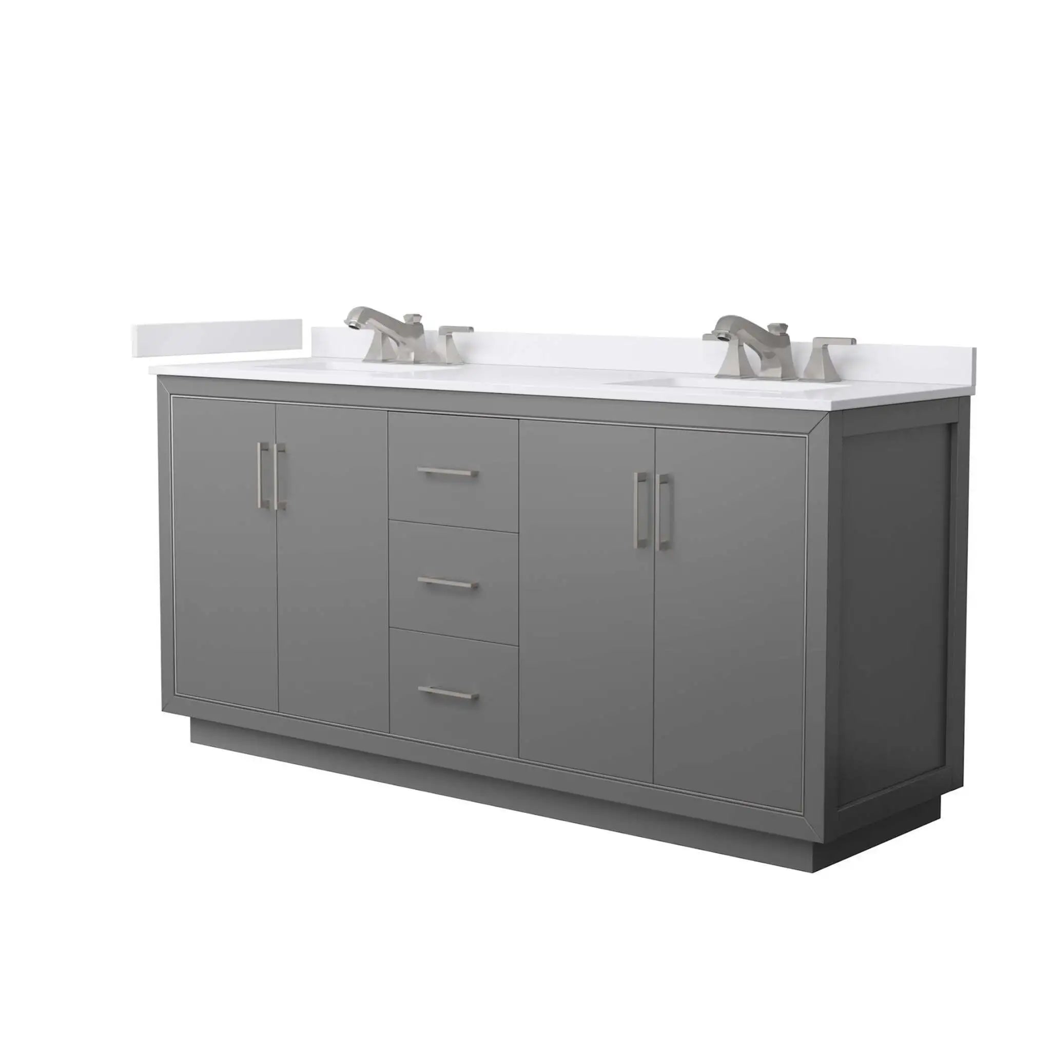 72" Icon Double Bathroom Vanity in Dark Gray with Brushed Nickel Trim by Wyndham