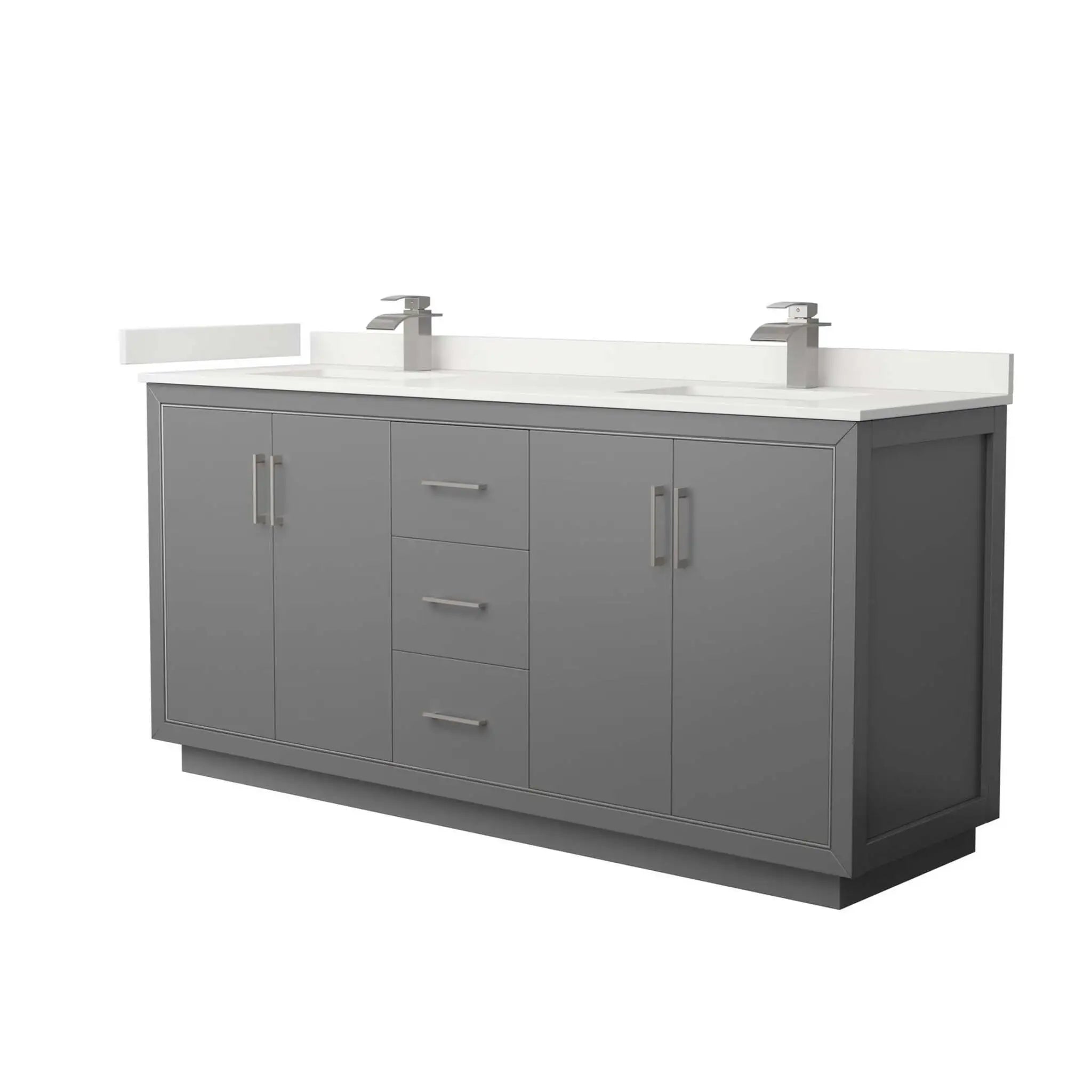 72" Icon Double Bathroom Vanity in Dark Gray with Brushed Nickel Trim by Wyndham