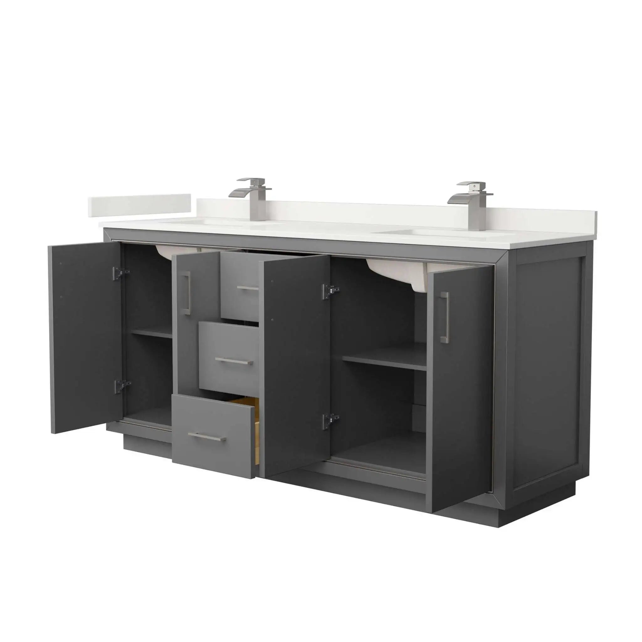 72" Icon Double Bathroom Vanity in Dark Gray with Brushed Nickel Trim by Wyndham