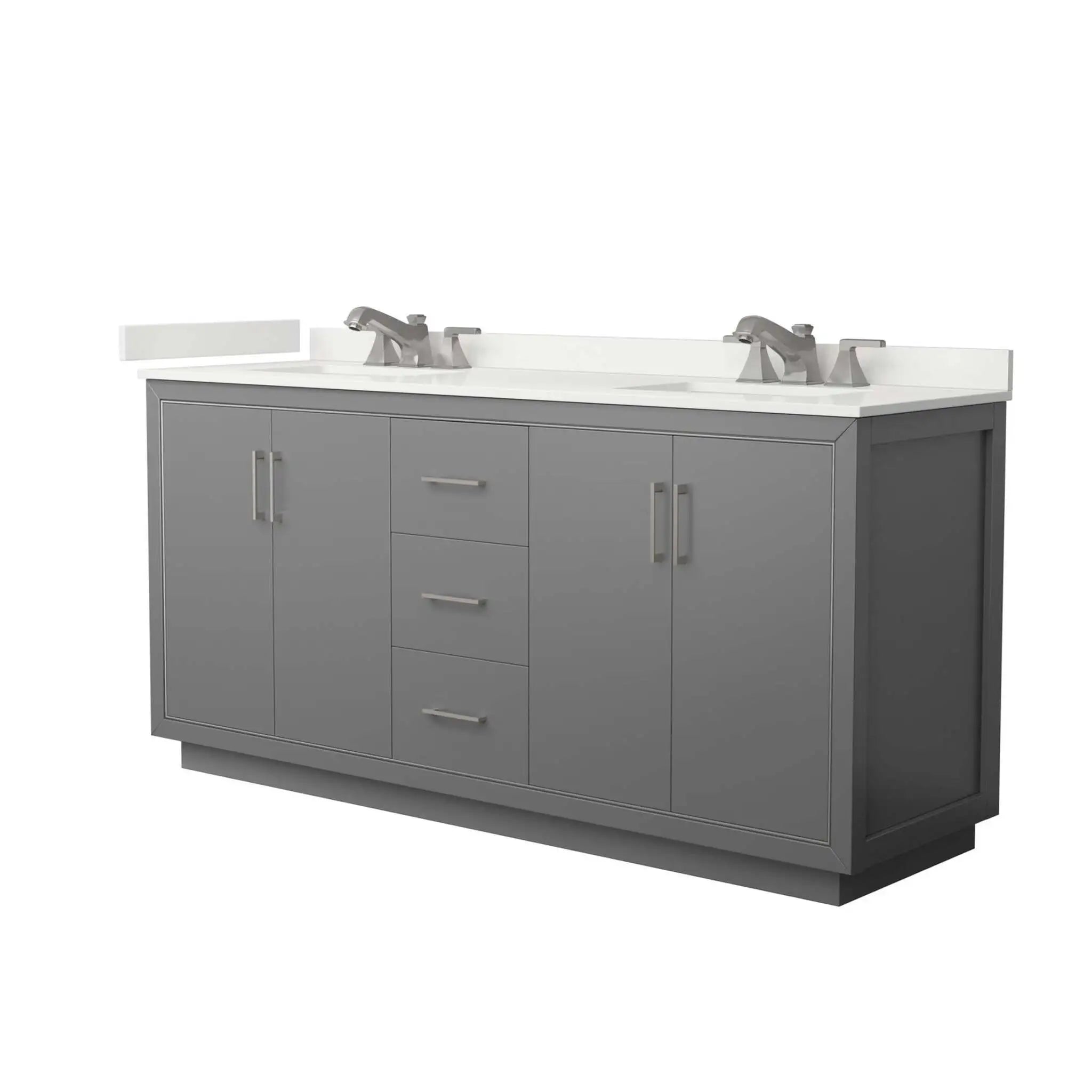 72" Icon Double Bathroom Vanity in Dark Gray with Brushed Nickel Trim by Wyndham