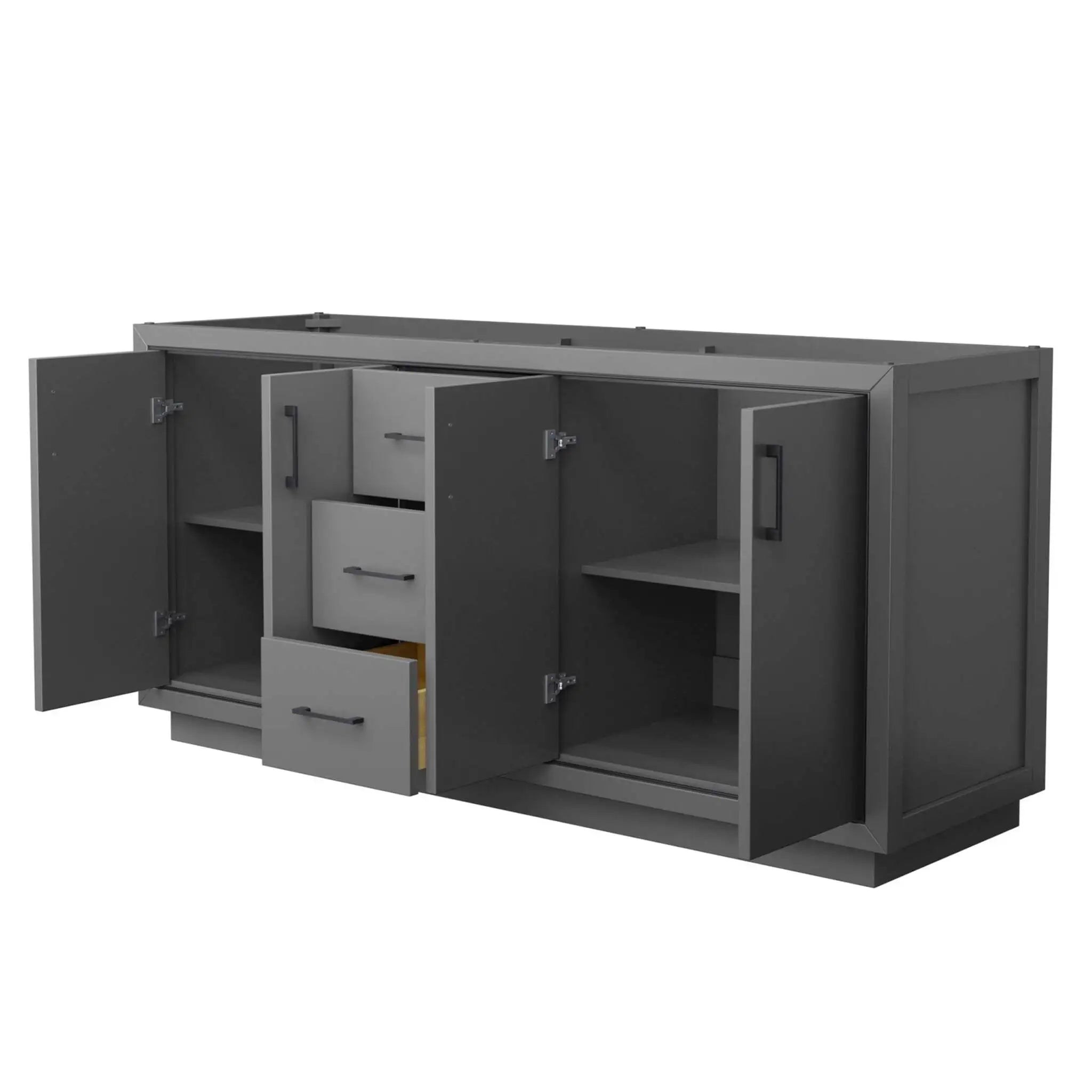 72" Icon Double Bathroom Vanity in Dark Gray with Matte Black Trim by Wyndham