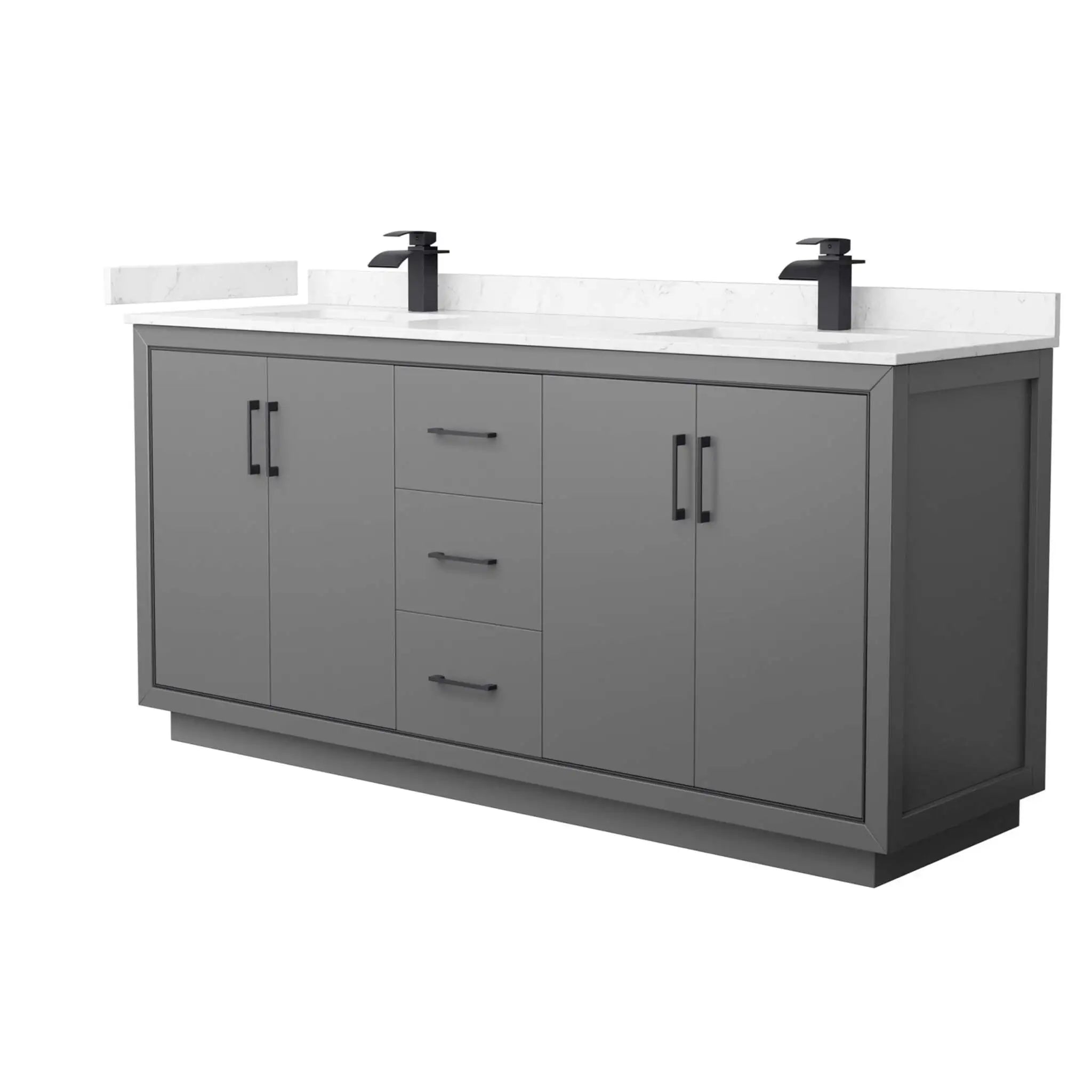 72" Icon Double Bathroom Vanity in Dark Gray with Matte Black Trim by Wyndham