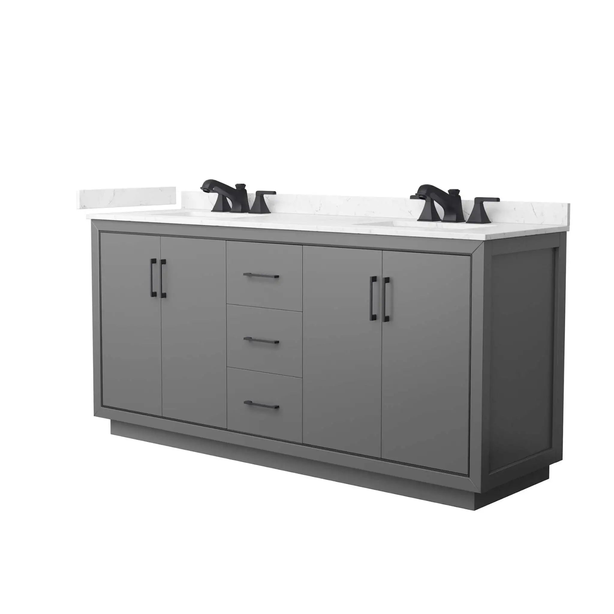 72" Icon Double Bathroom Vanity in Dark Gray with Matte Black Trim by Wyndham