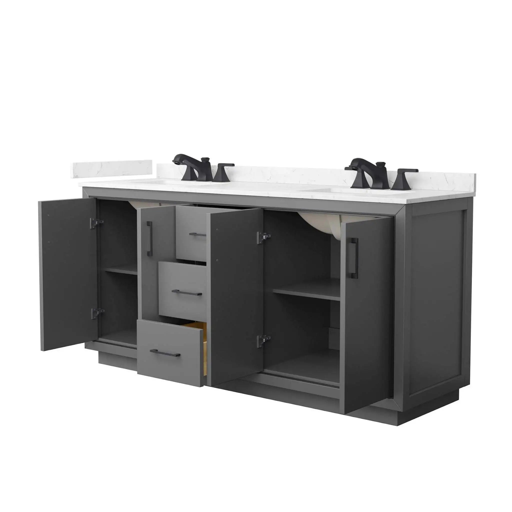 72" Icon Double Bathroom Vanity in Dark Gray with Matte Black Trim by Wyndham
