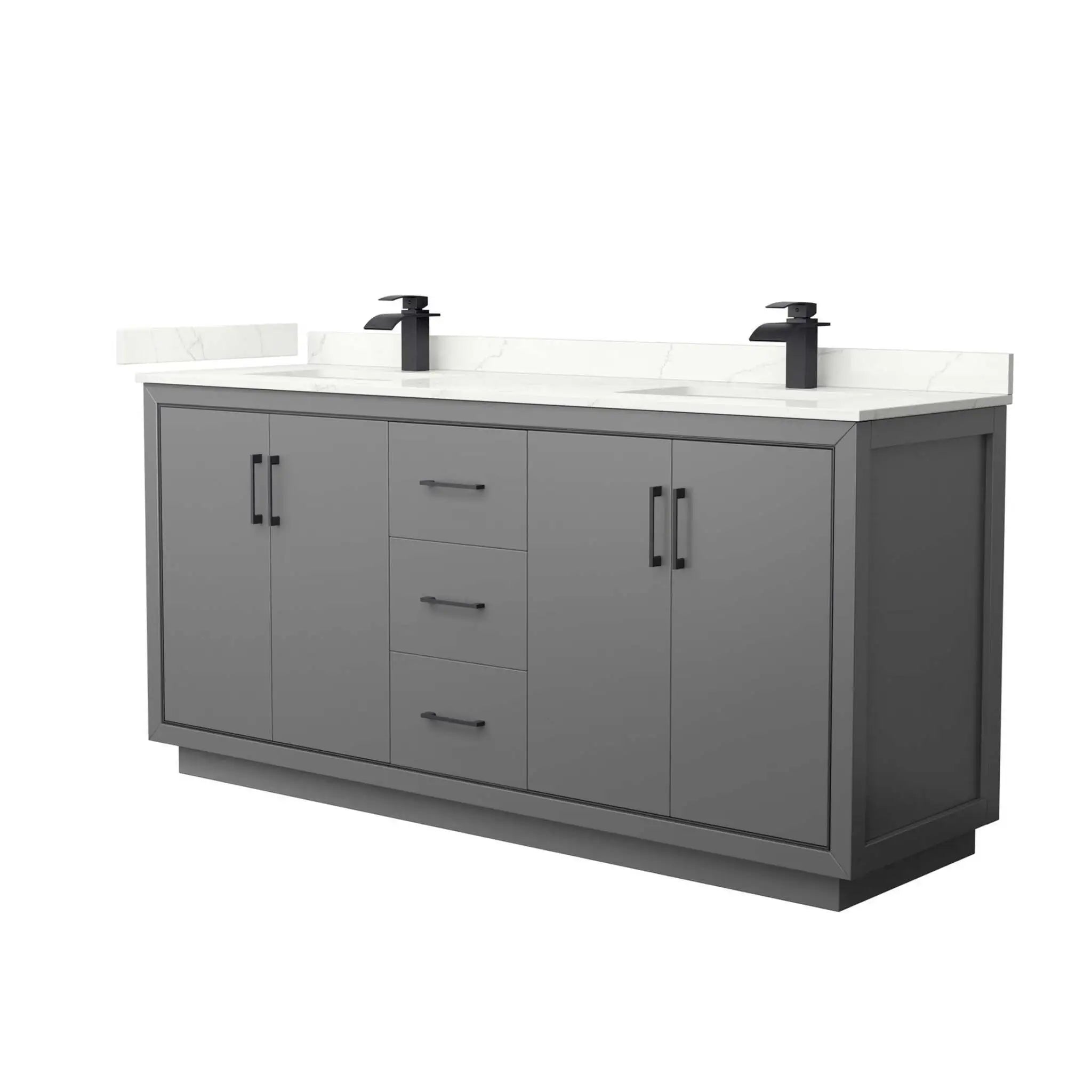 72" Icon Double Bathroom Vanity in Dark Gray with Matte Black Trim by Wyndham