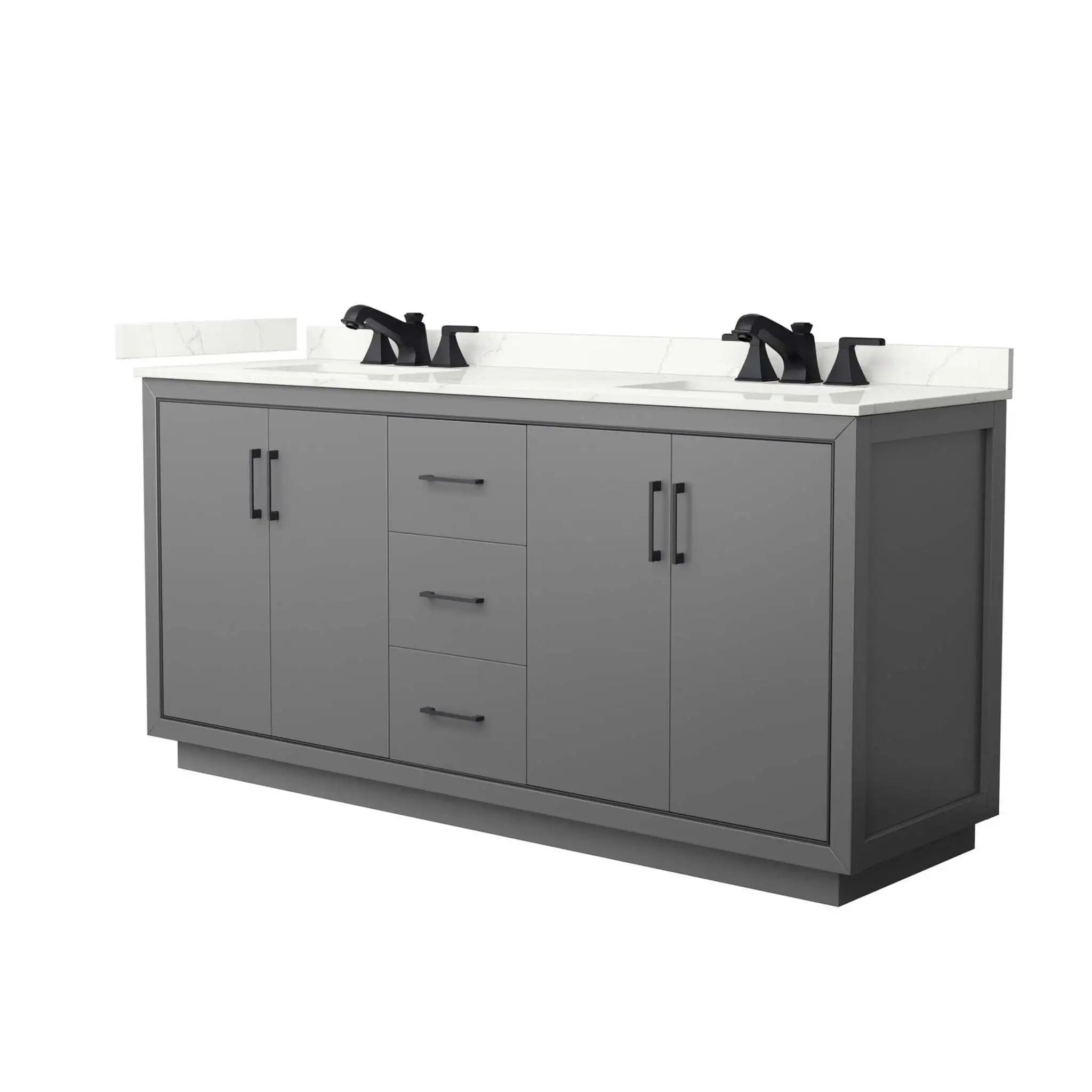 72" Icon Double Bathroom Vanity in Dark Gray with Matte Black Trim by Wyndham