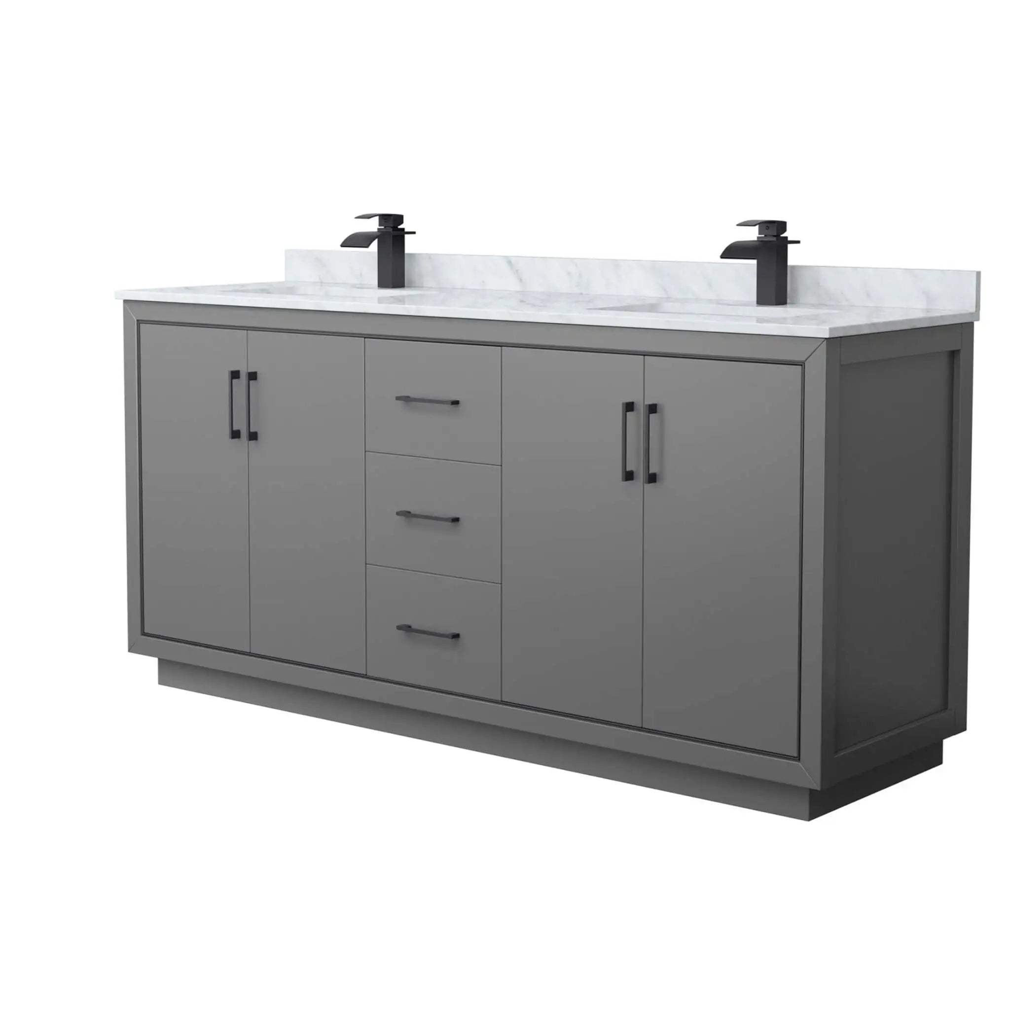 72" Icon Double Bathroom Vanity in Dark Gray with Matte Black Trim by Wyndham