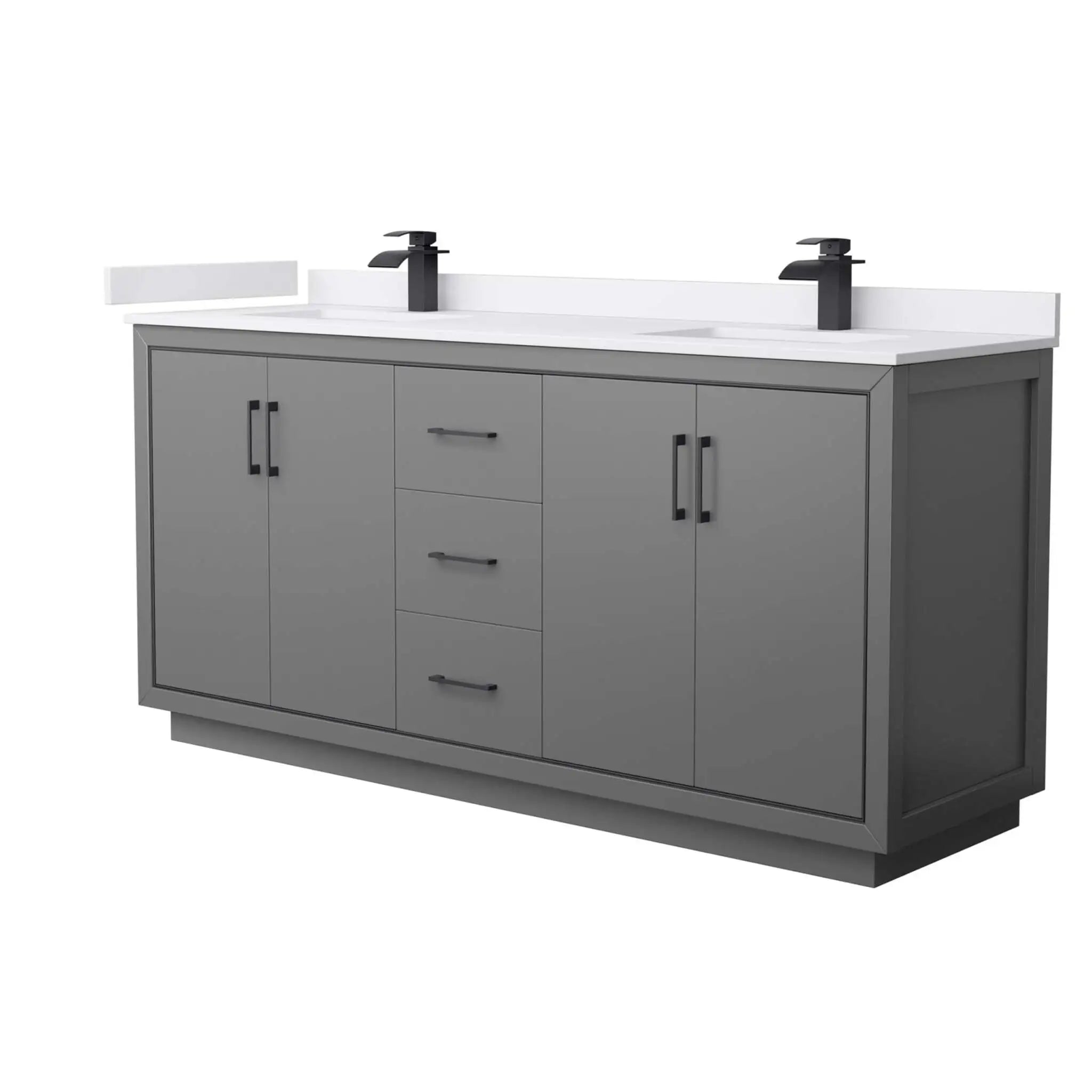 72" Icon Double Bathroom Vanity in Dark Gray with Matte Black Trim by Wyndham