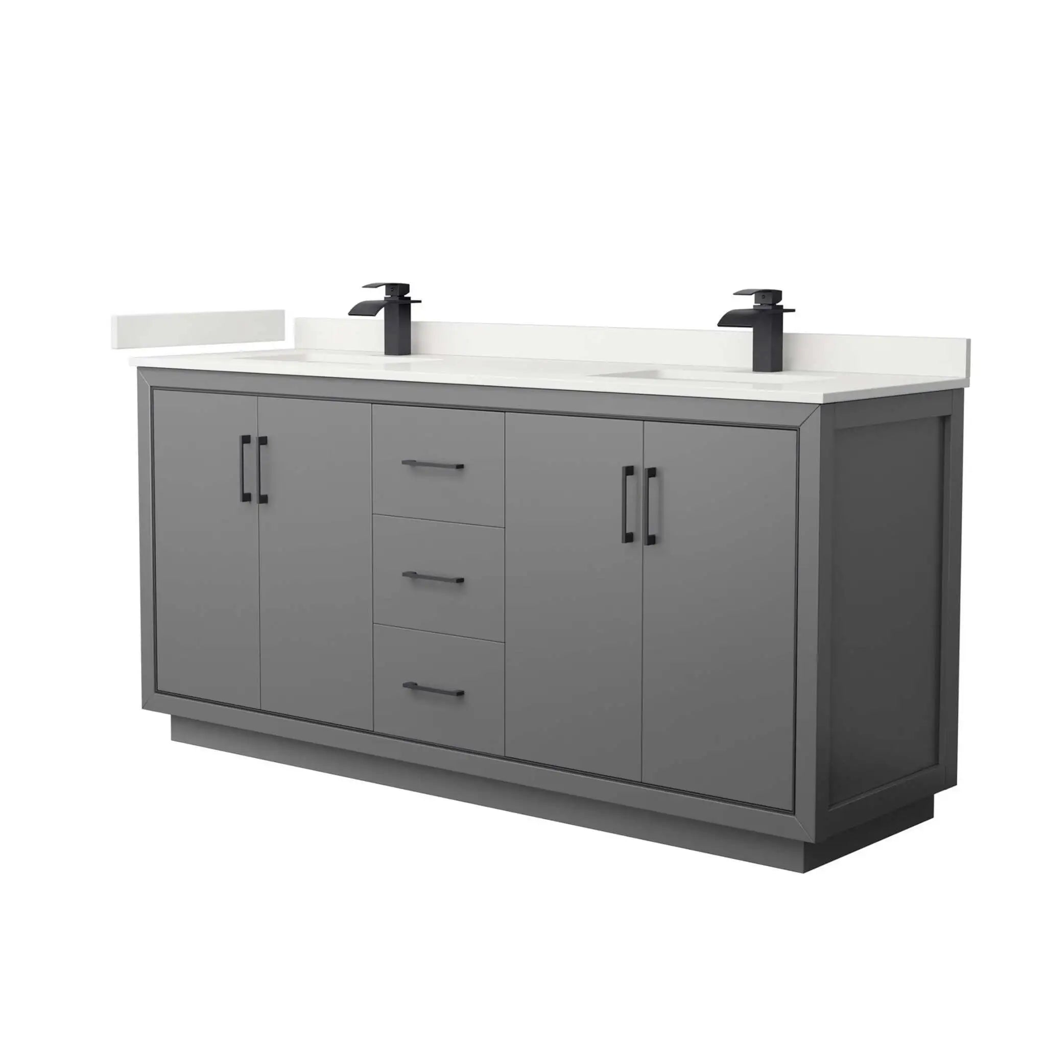 72" Icon Double Bathroom Vanity in Dark Gray with Matte Black Trim by Wyndham