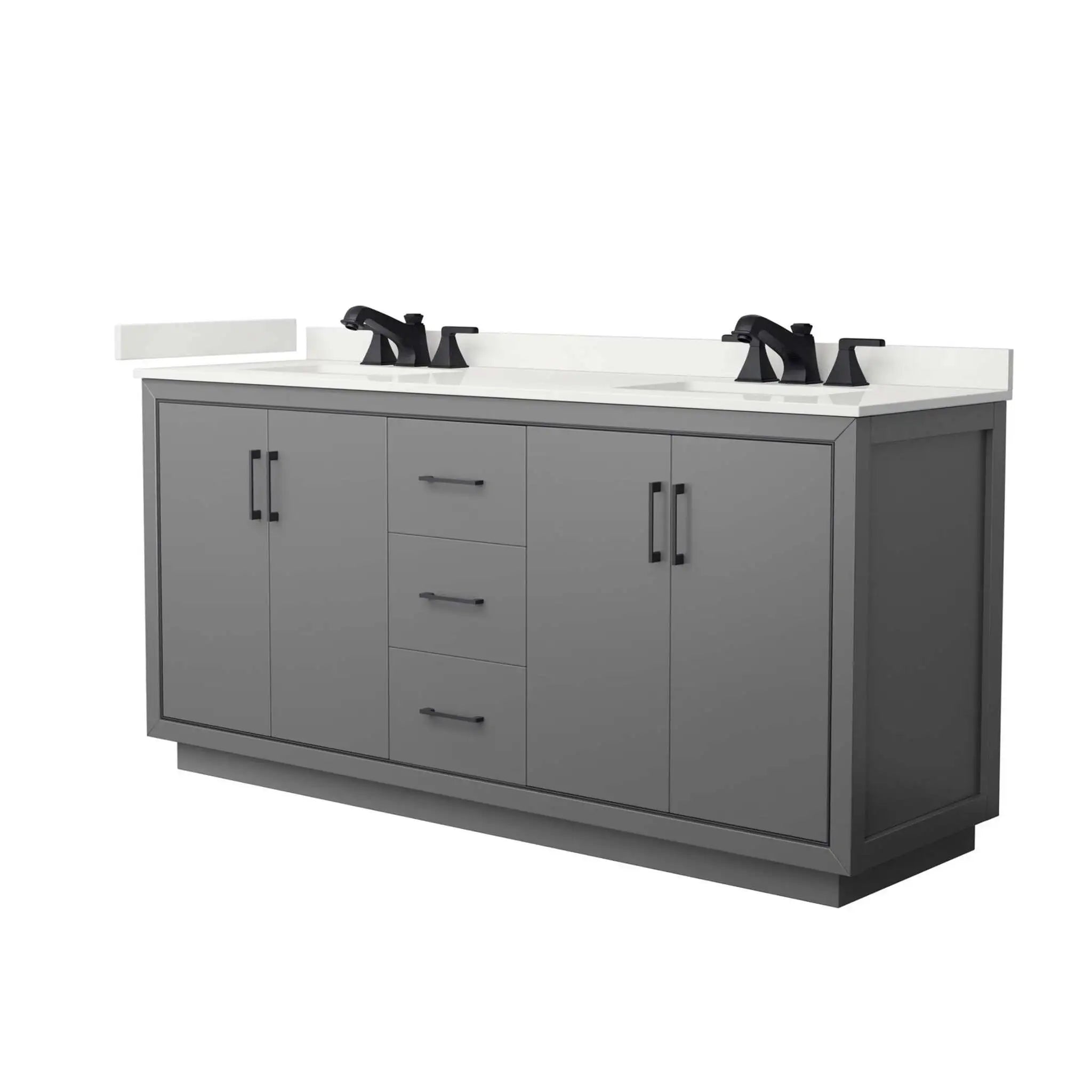 72" Icon Double Bathroom Vanity in Dark Gray with Matte Black Trim by Wyndham
