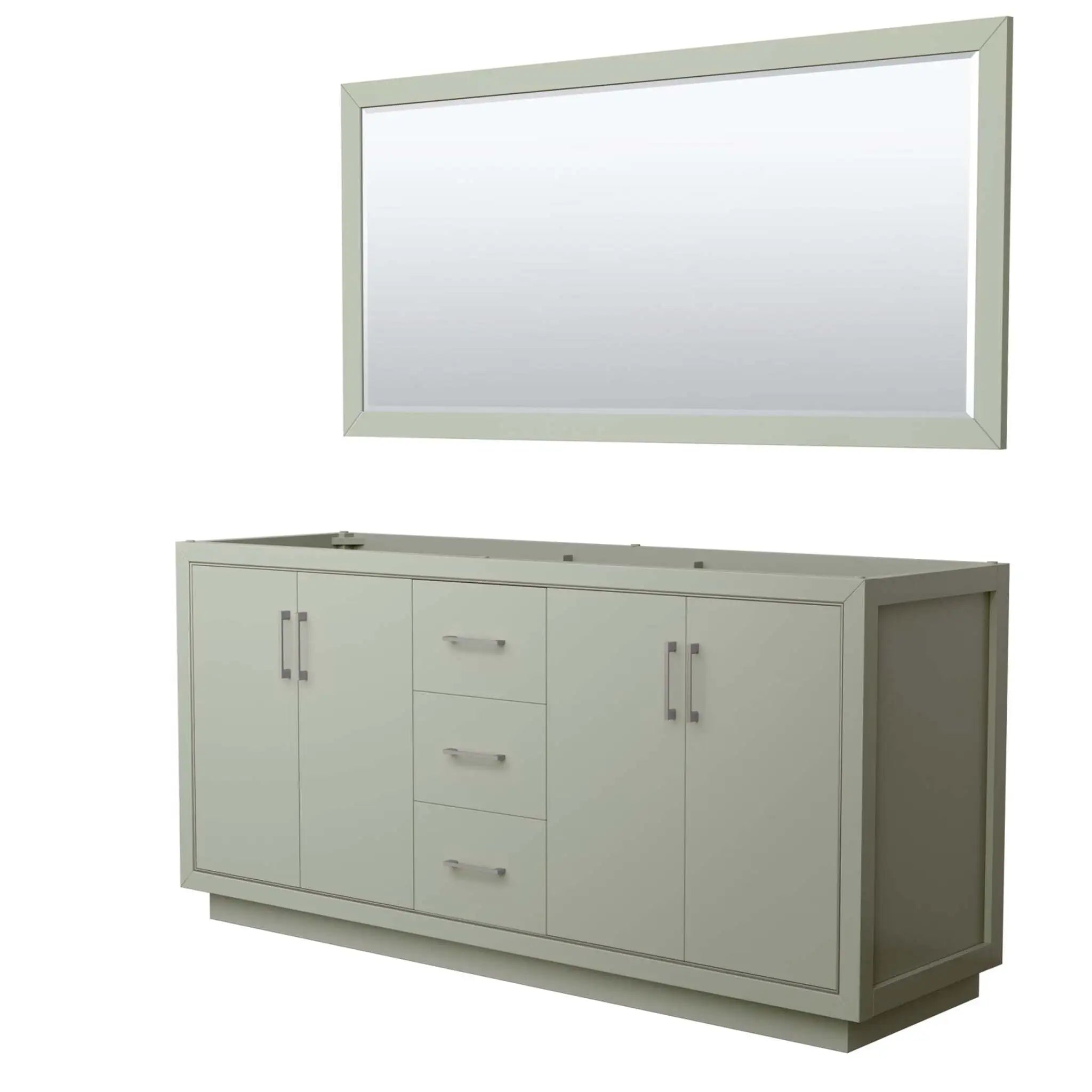 72" Icon Double Bathroom Vanity in Light Green with Brushed Nickel Trim & 70" Mirror by Wyndham
