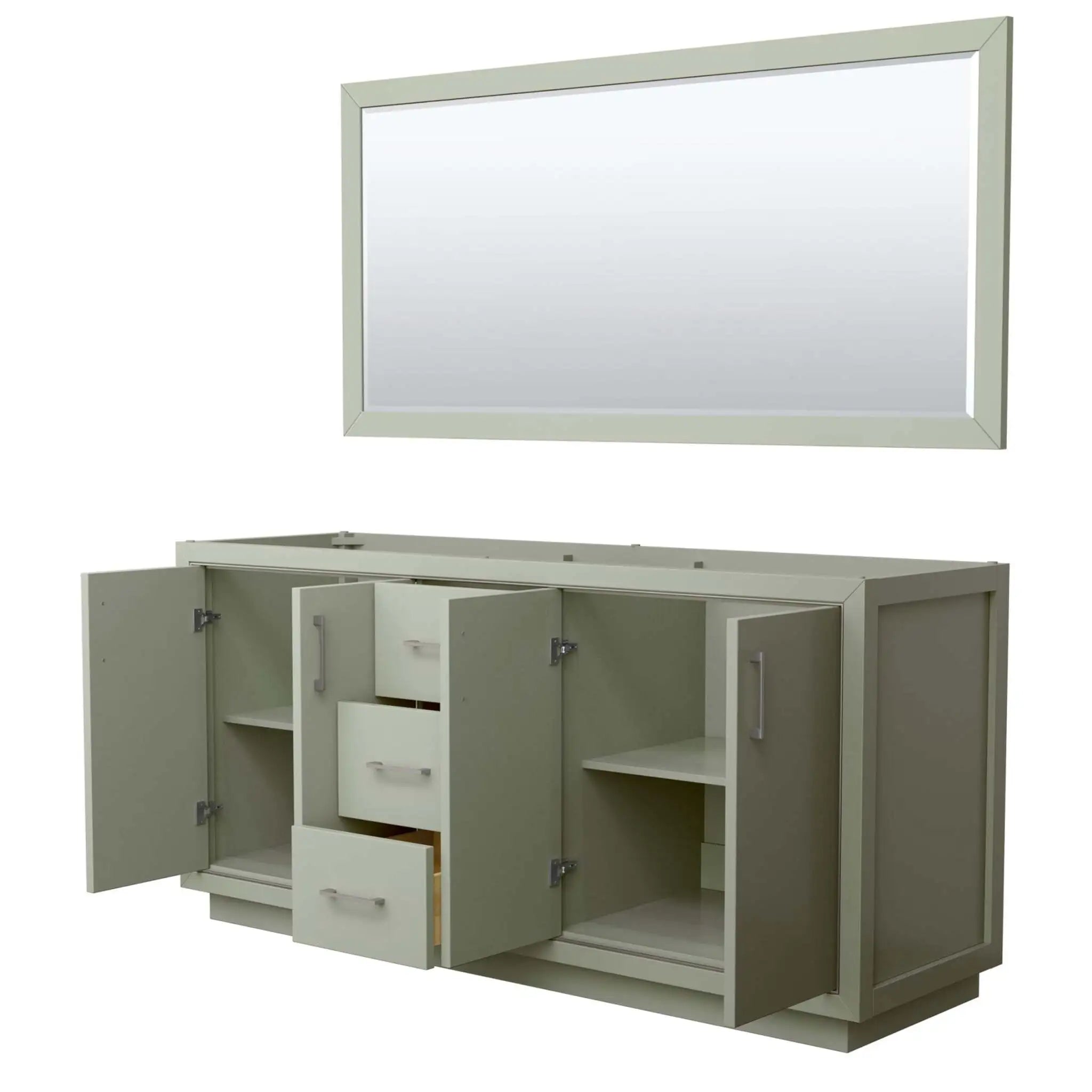 72" Icon Double Bathroom Vanity in Light Green with Brushed Nickel Trim & 70" Mirror by Wyndham