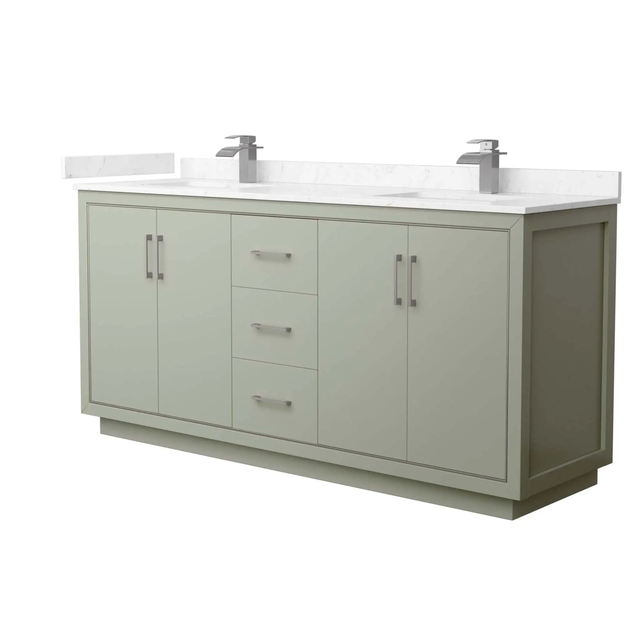 72" Icon Double Bathroom Vanity in Light Green with Brushed Nickel Trim by Wyndham