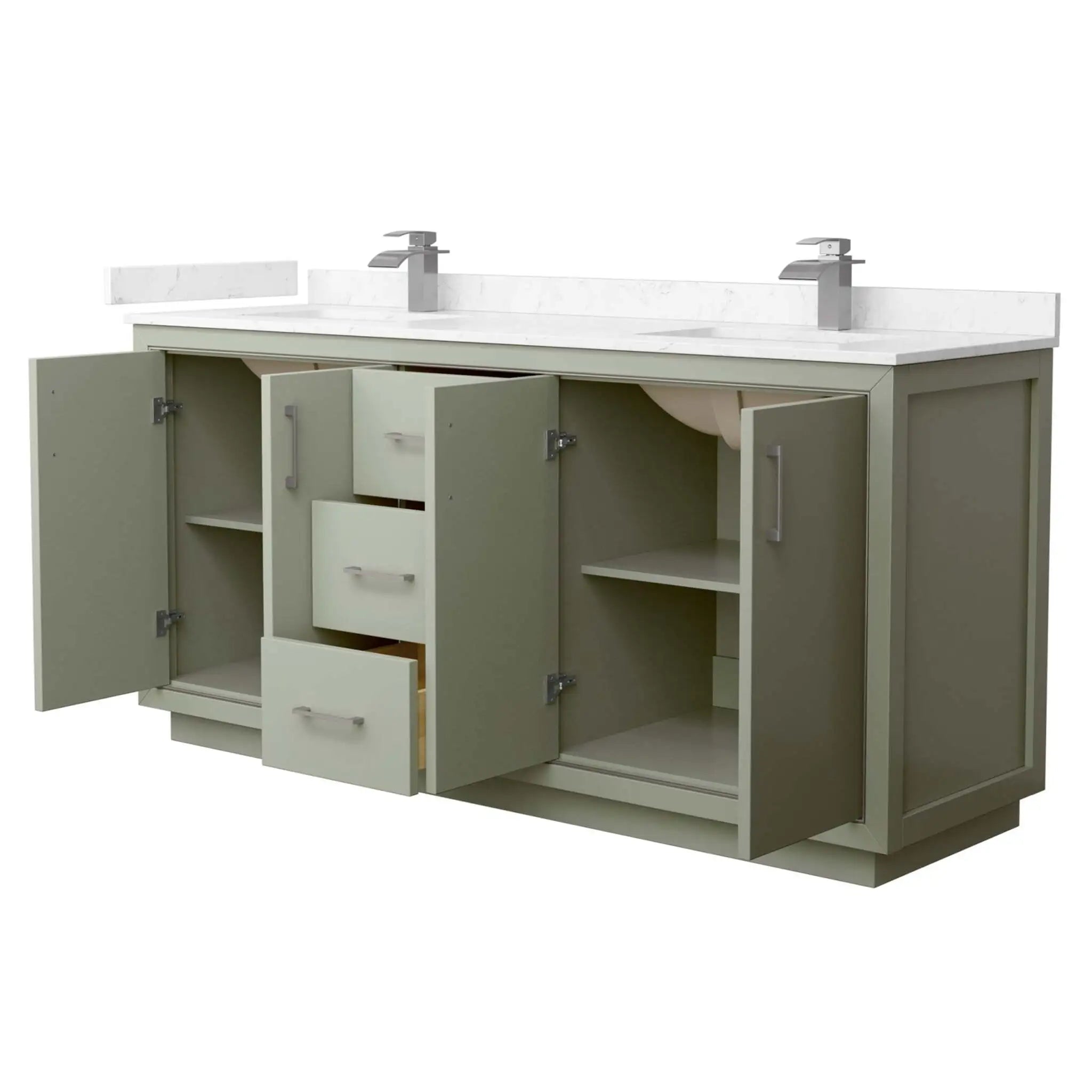 72" Icon Double Bathroom Vanity in Light Green with Brushed Nickel Trim by Wyndham