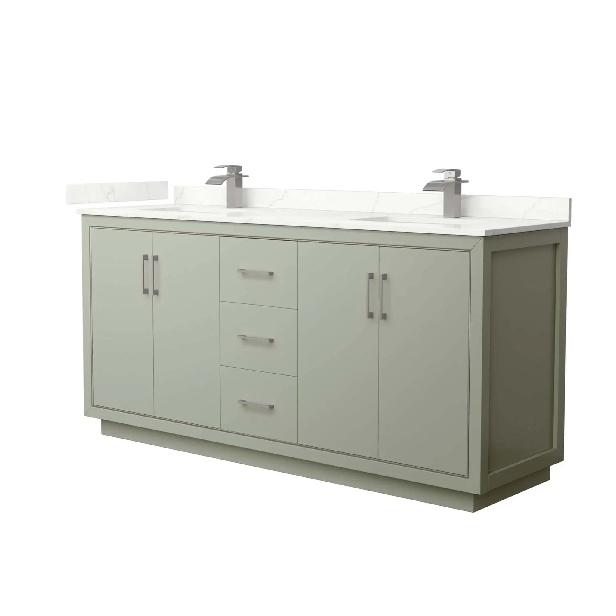 72" Icon Double Bathroom Vanity in Light Green with Brushed Nickel Trim by Wyndham