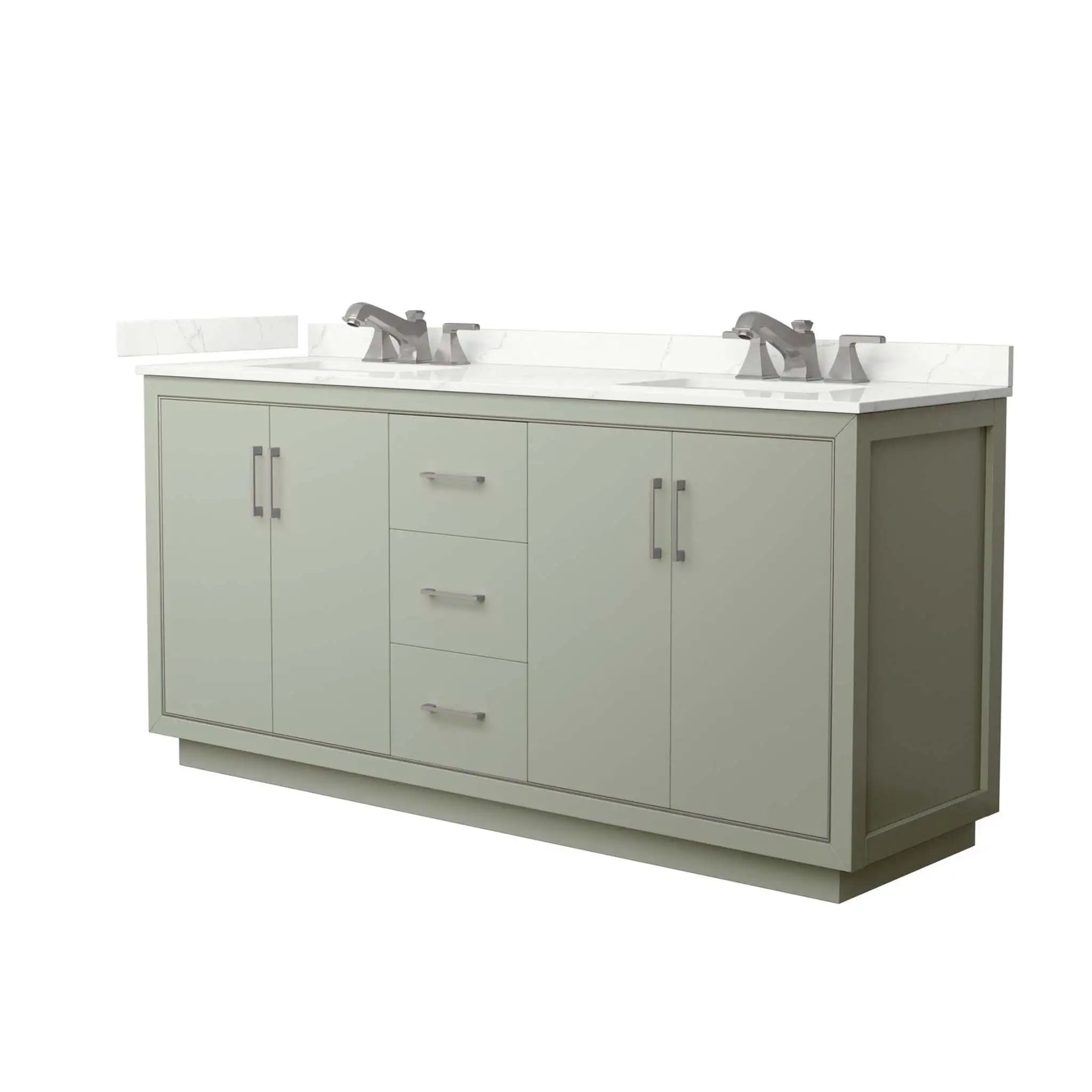 72" Icon Double Bathroom Vanity in Light Green with Brushed Nickel Trim by Wyndham